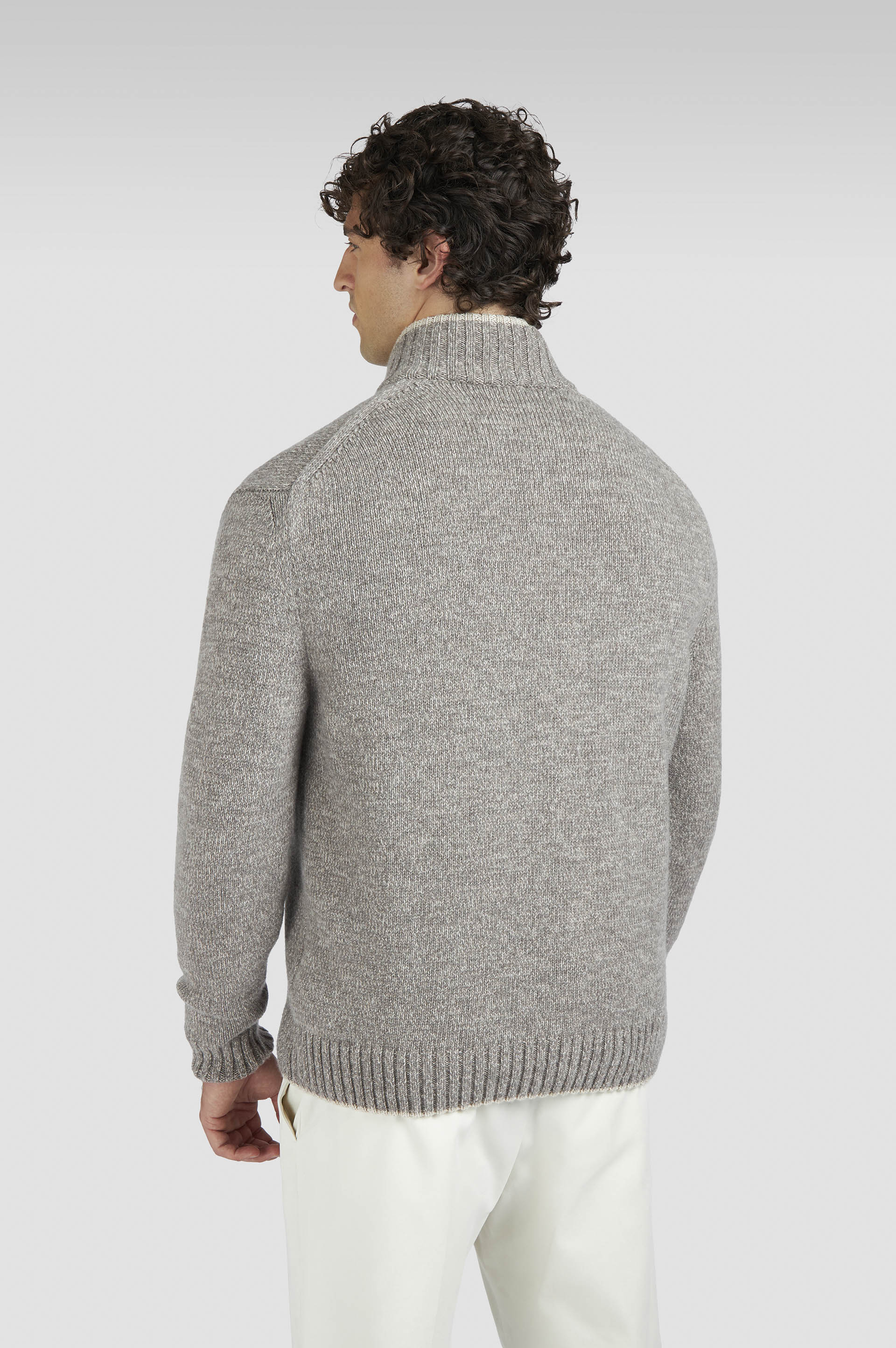 wool cashmere half zip sweater image number 3