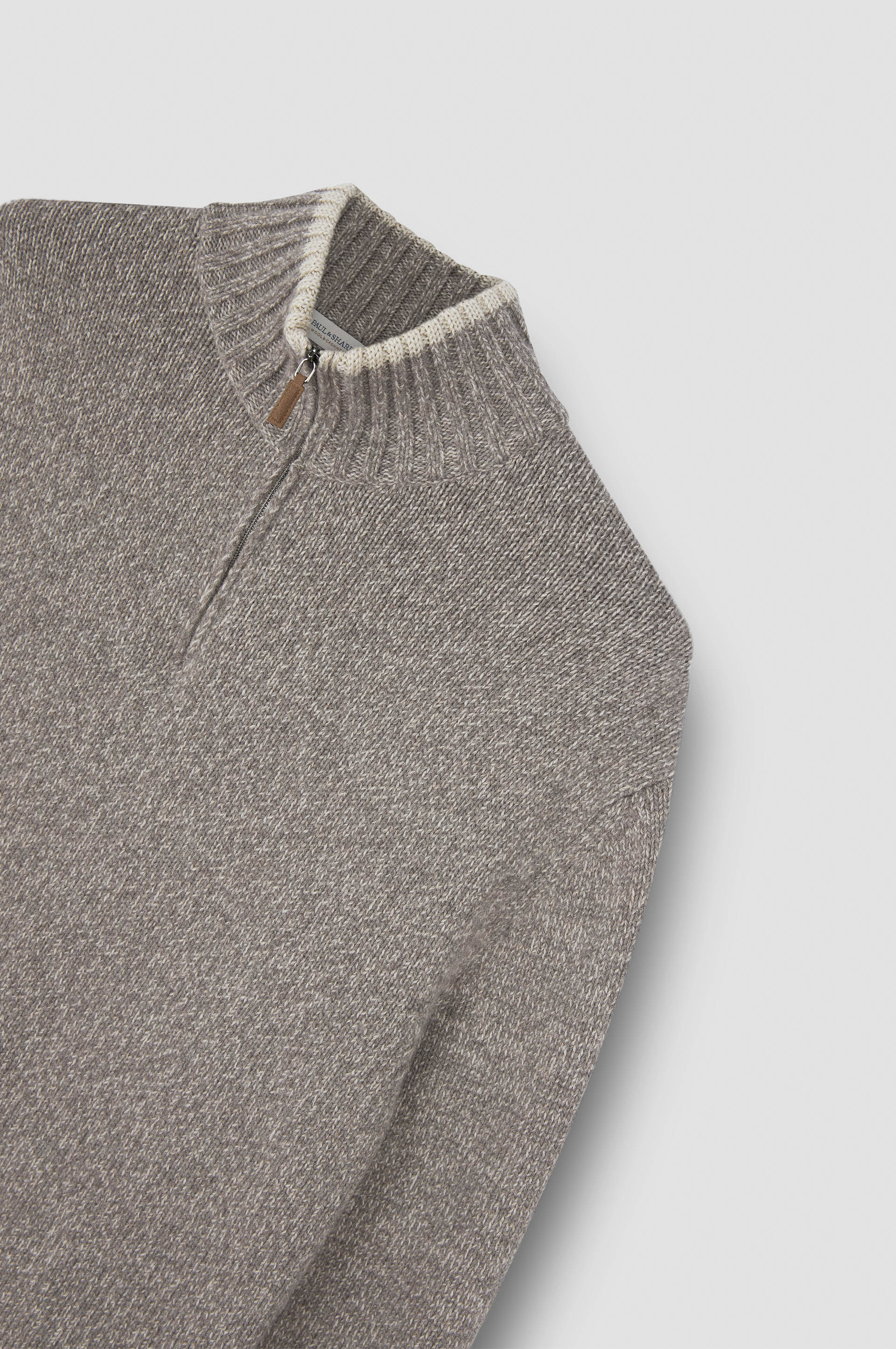 wool cashmere half zip sweater image number 5