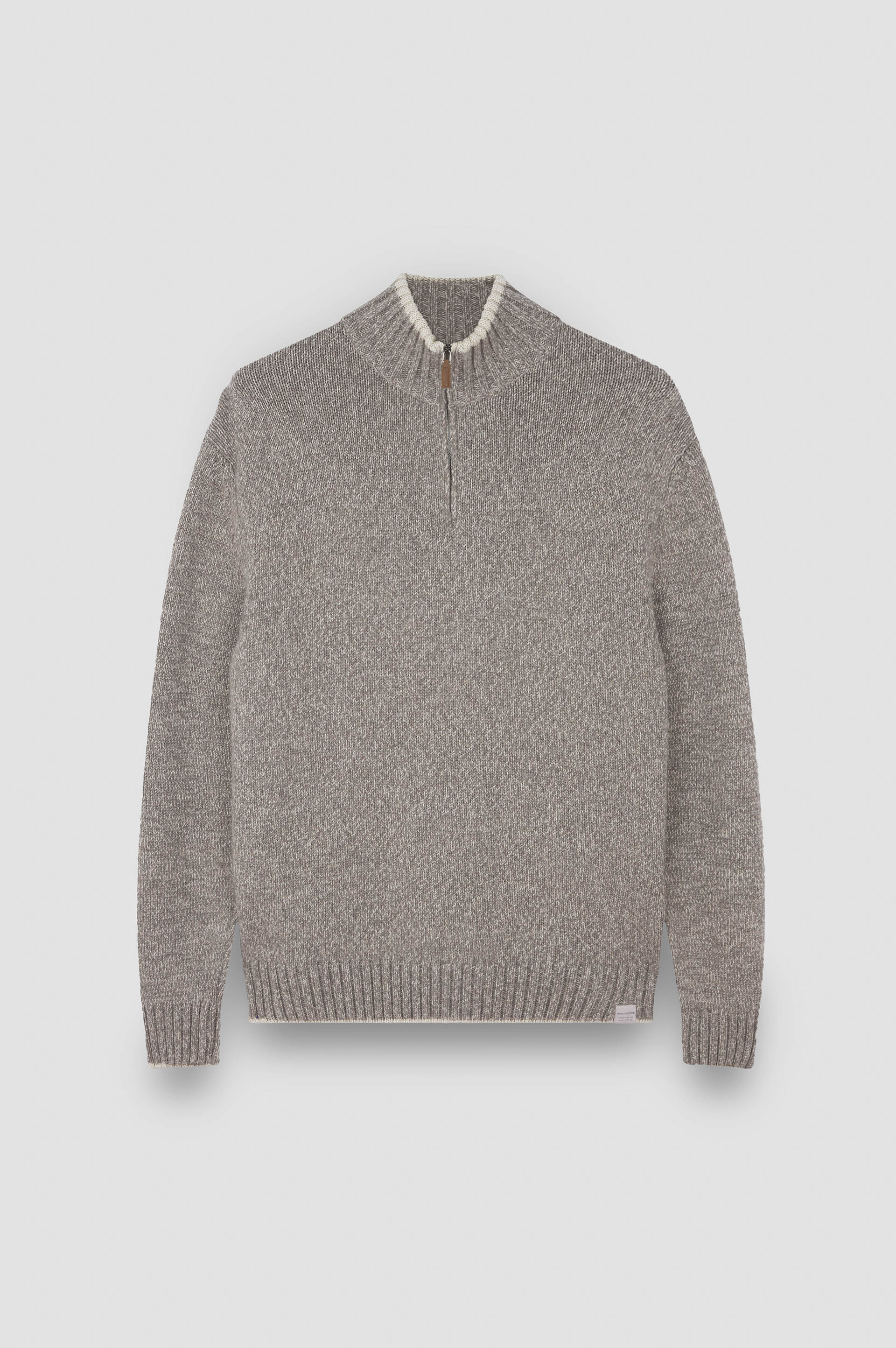 wool cashmere half zip sweater image number 1