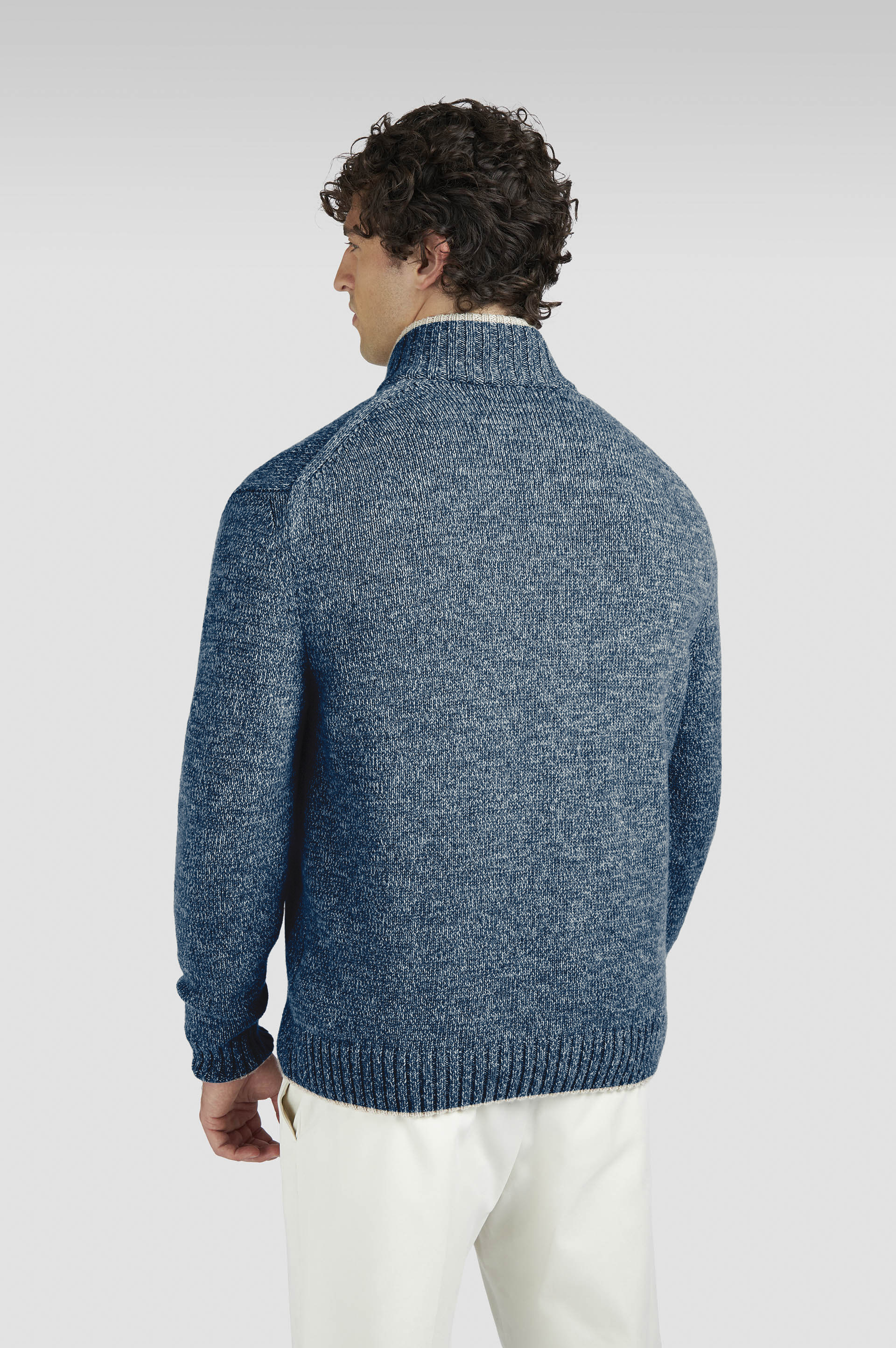 wool cashmere half zip sweater image number 3 wool cashmere half zip sweater image number 3