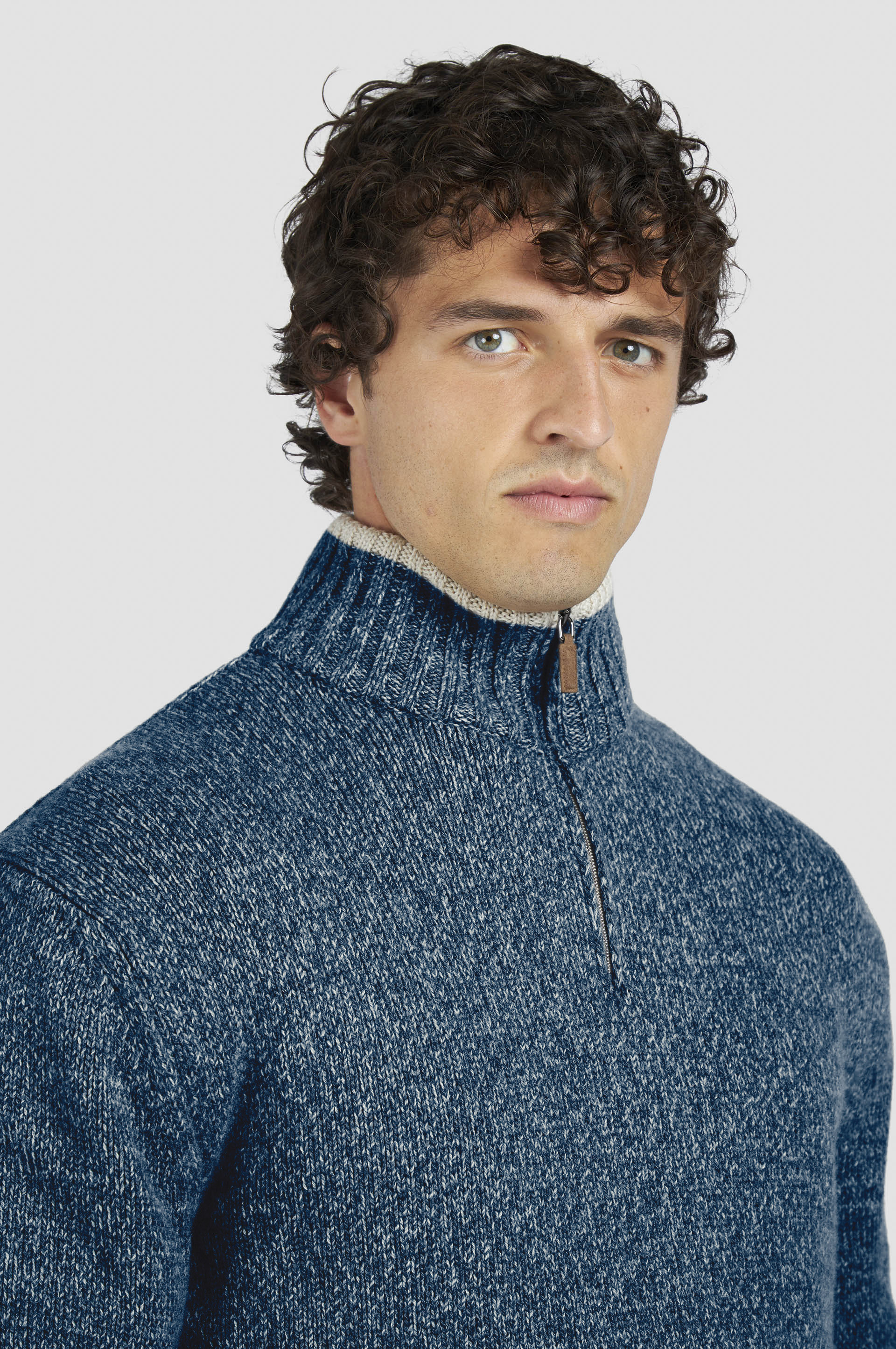 wool cashmere half zip sweater image number 4 wool cashmere half zip sweater image number 4