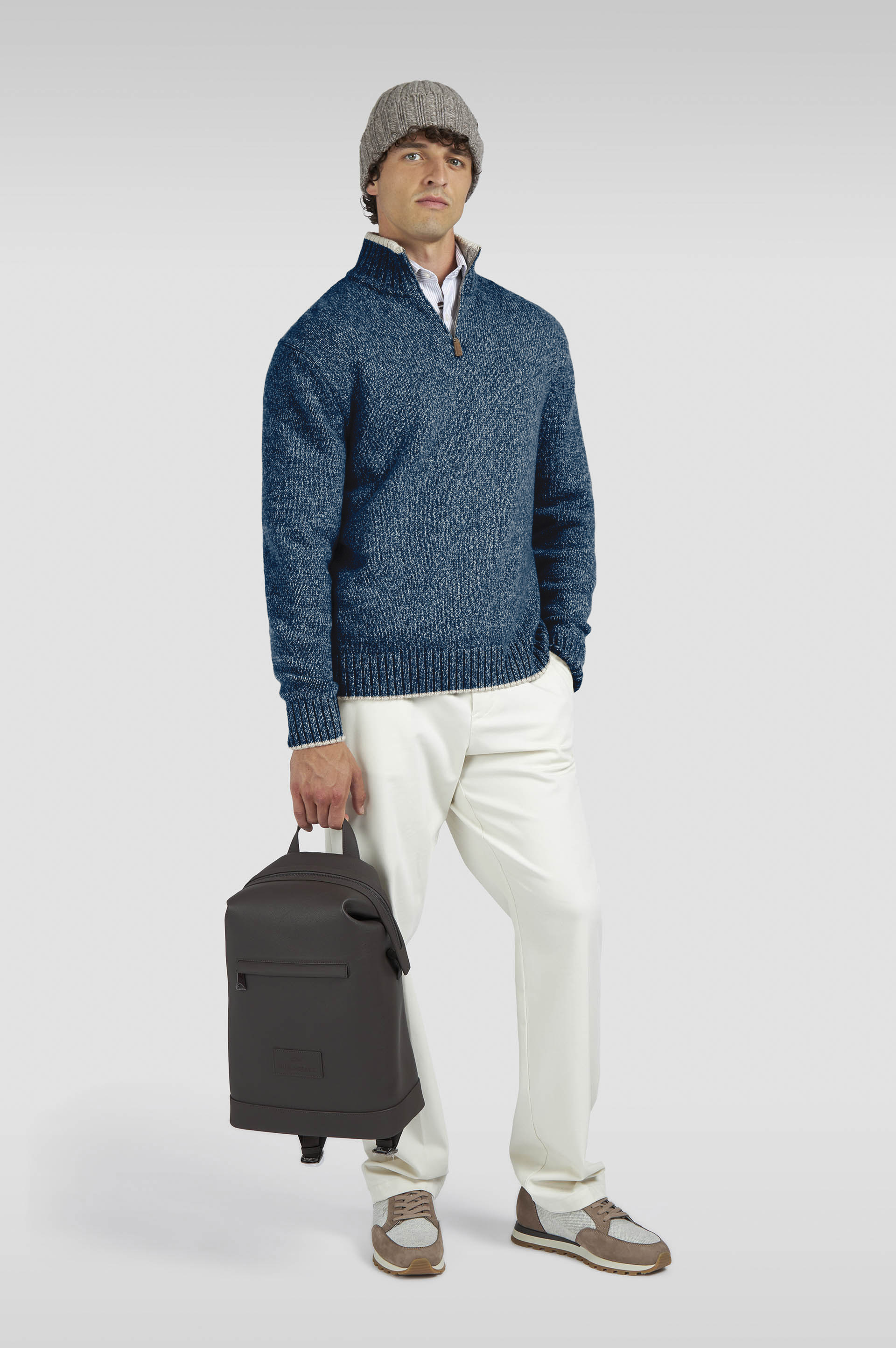 wool cashmere half zip sweater image number 2 wool cashmere half zip sweater image number 2