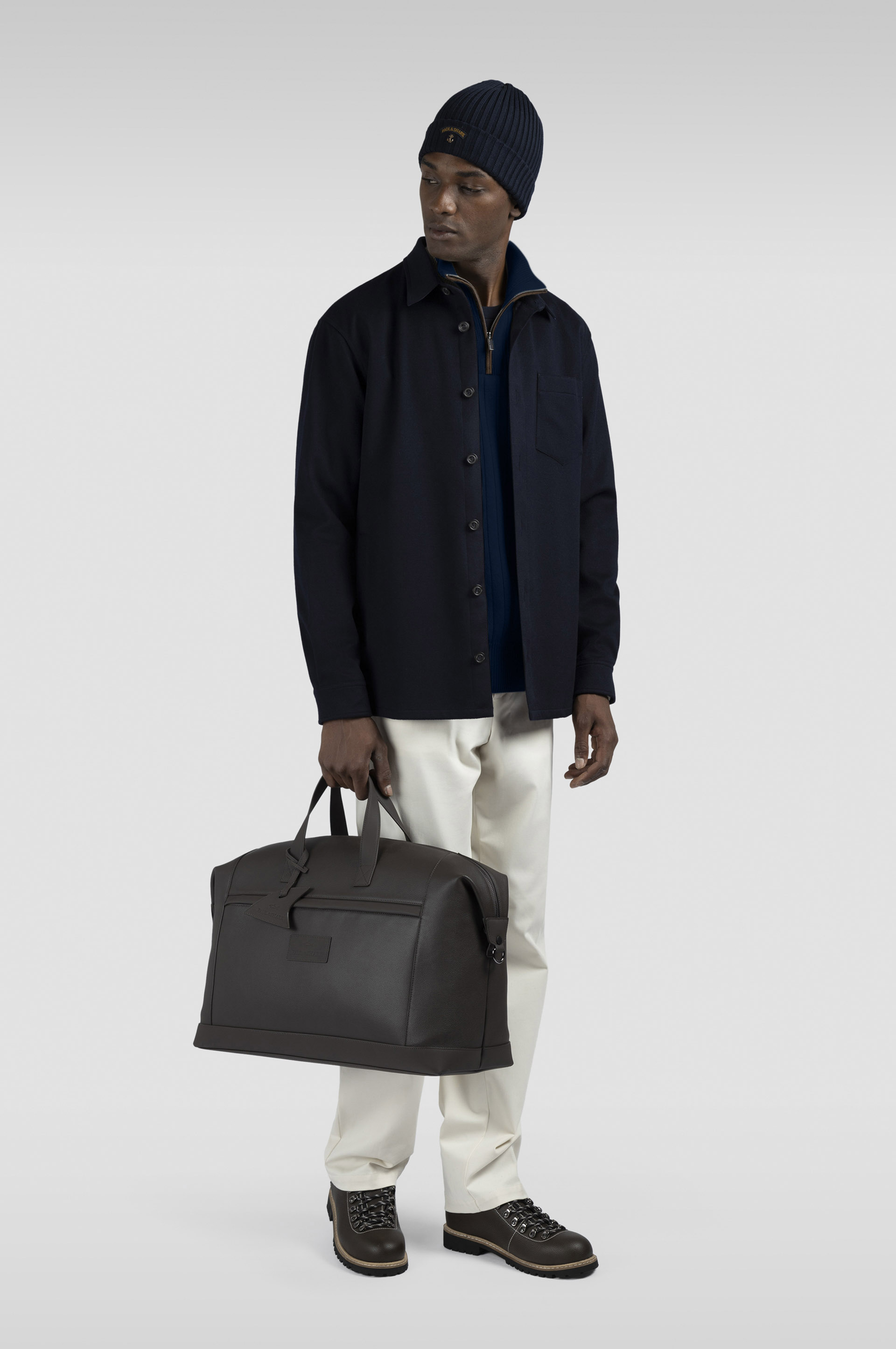 Suéter de media cremallera de lana y cachemira con detalles de ante image number 2