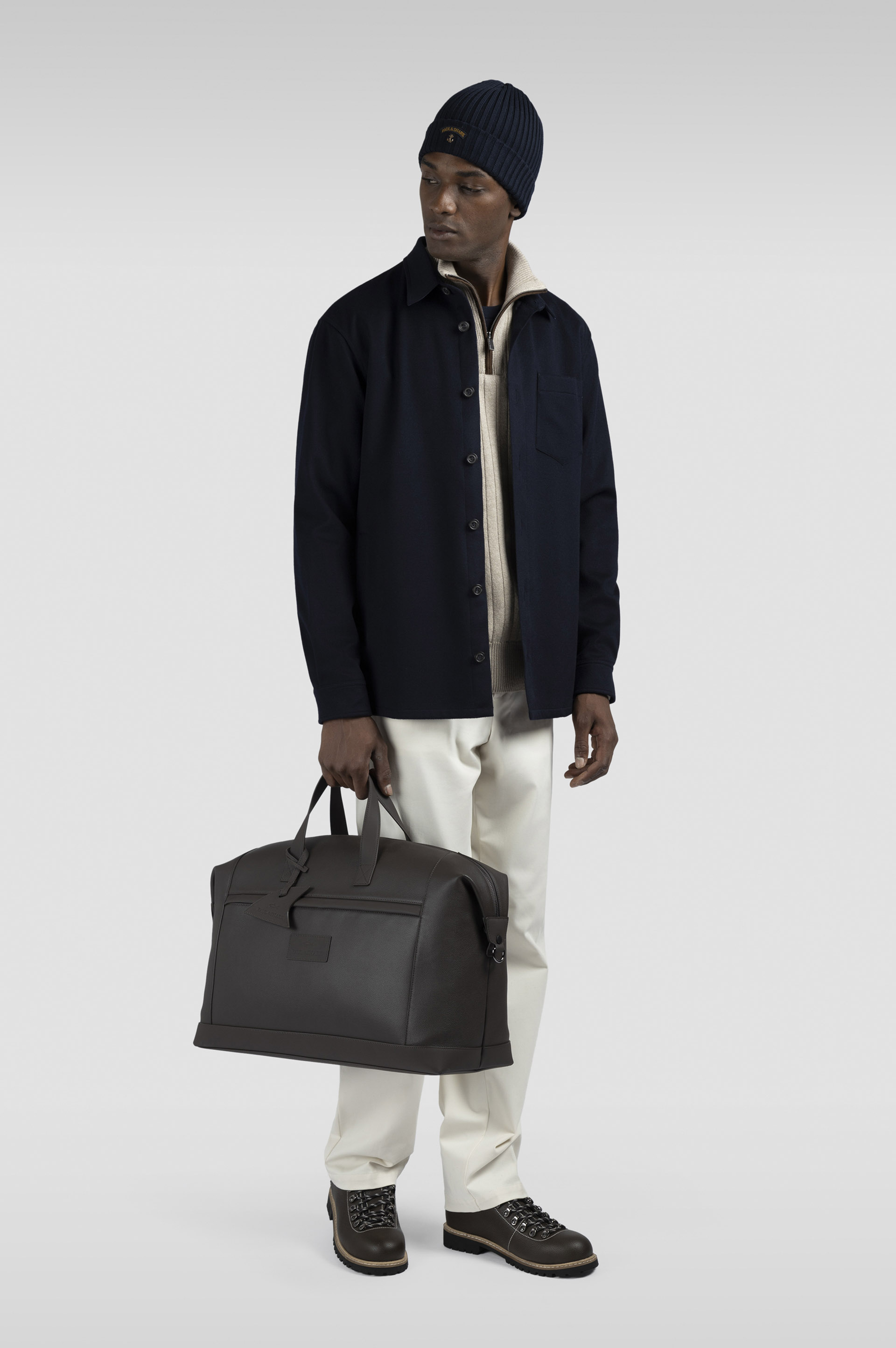 Suéter de media cremallera de lana y cachemira con detalles de ante image number 2