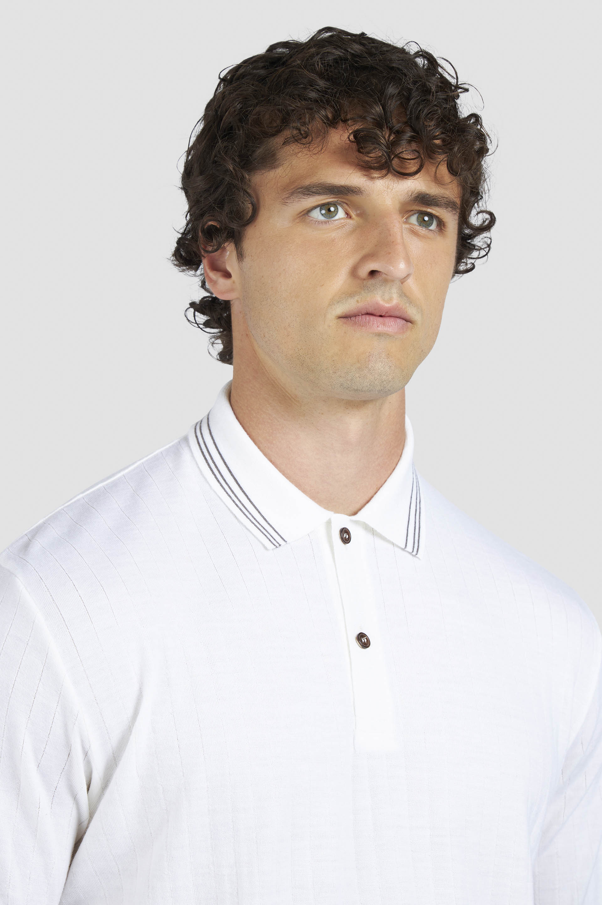 wool cashmere polo shirt image number 4 wool cashmere polo shirt image number 4