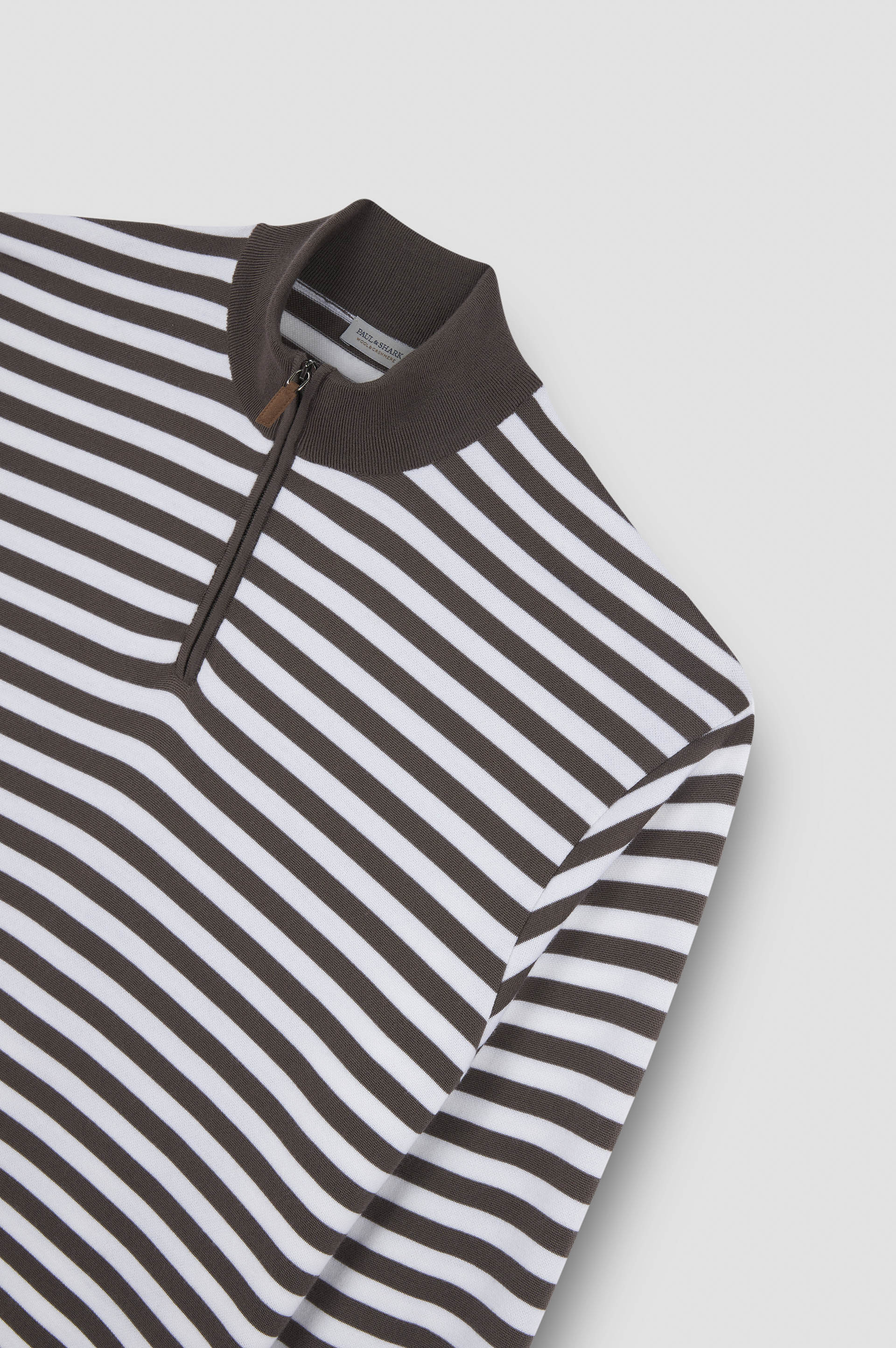 Striped wool cashmere half zip sweater image number 5