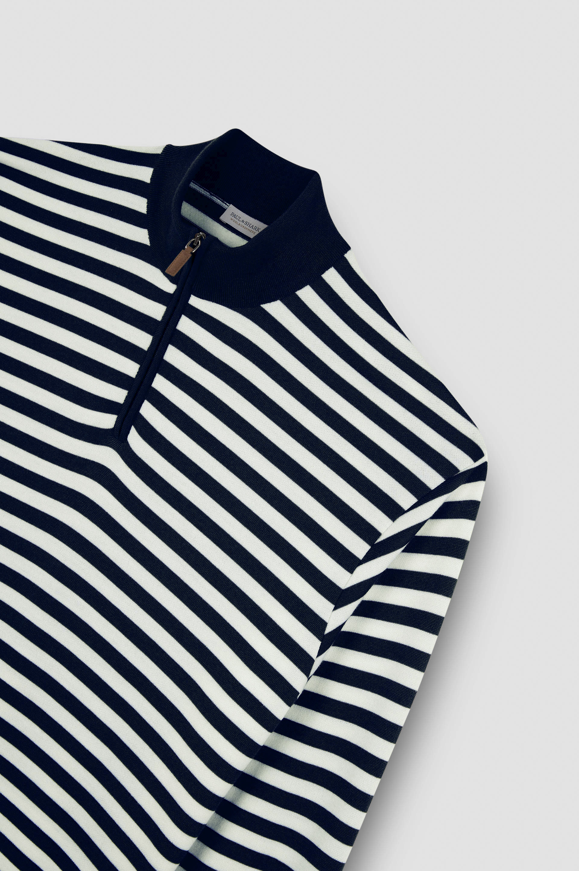 Striped wool cashmere half zip sweater image number 5