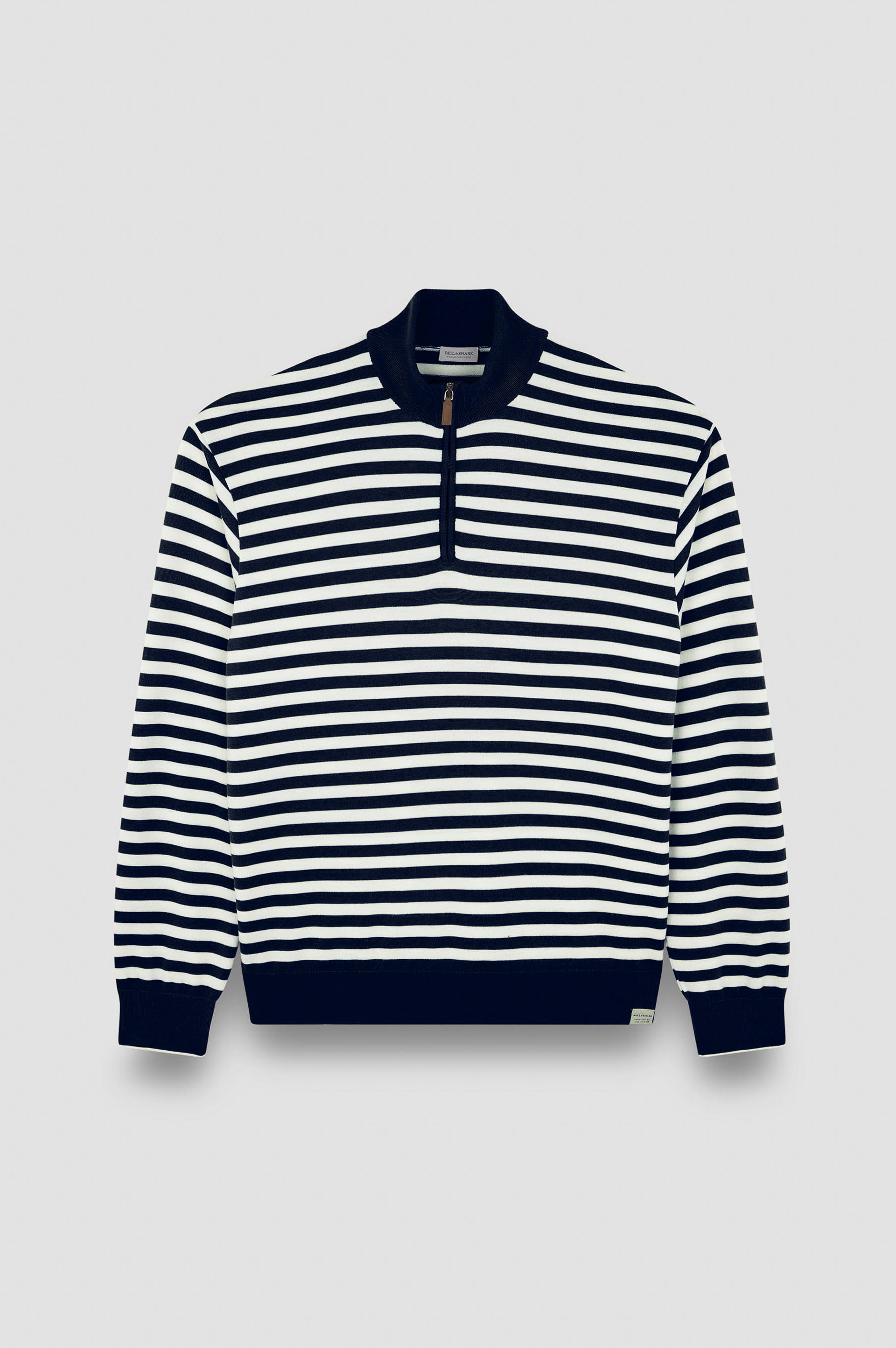 Striped wool cashmere half zip sweater image number 1