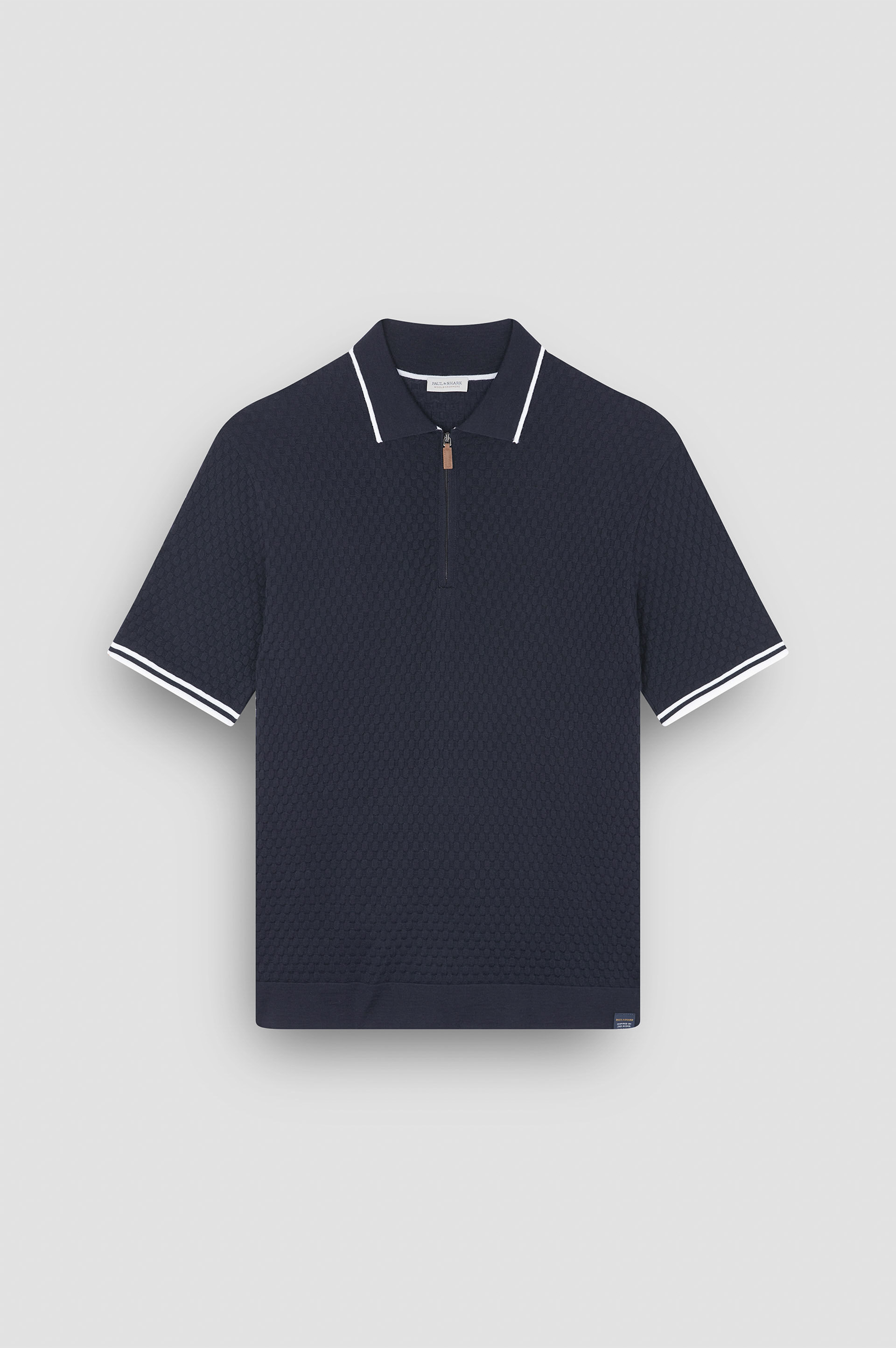 zipped polo in wool cashmere image number 1