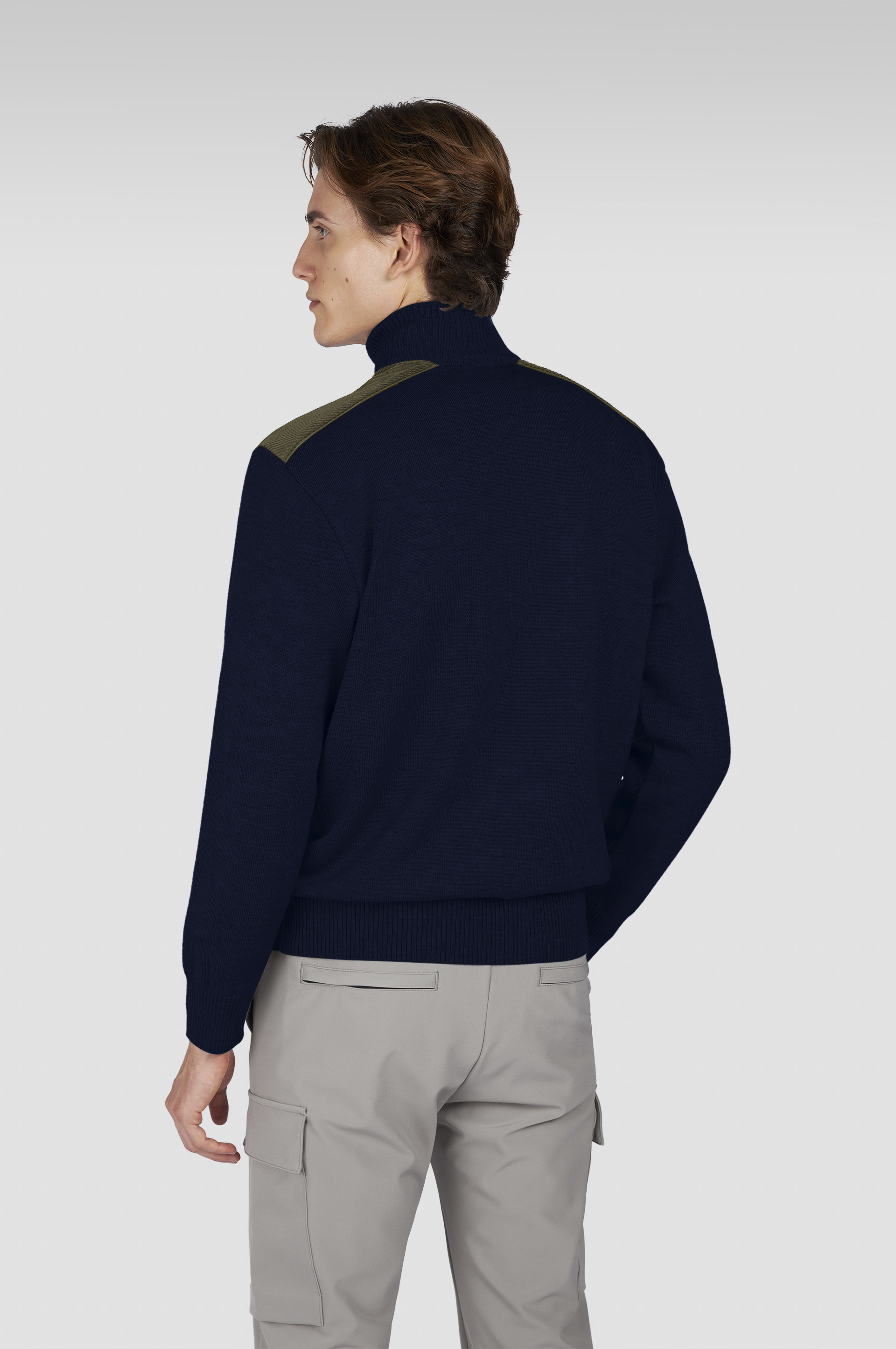 Soft Cool Touch wool half zip sweater with velvet details image number 3