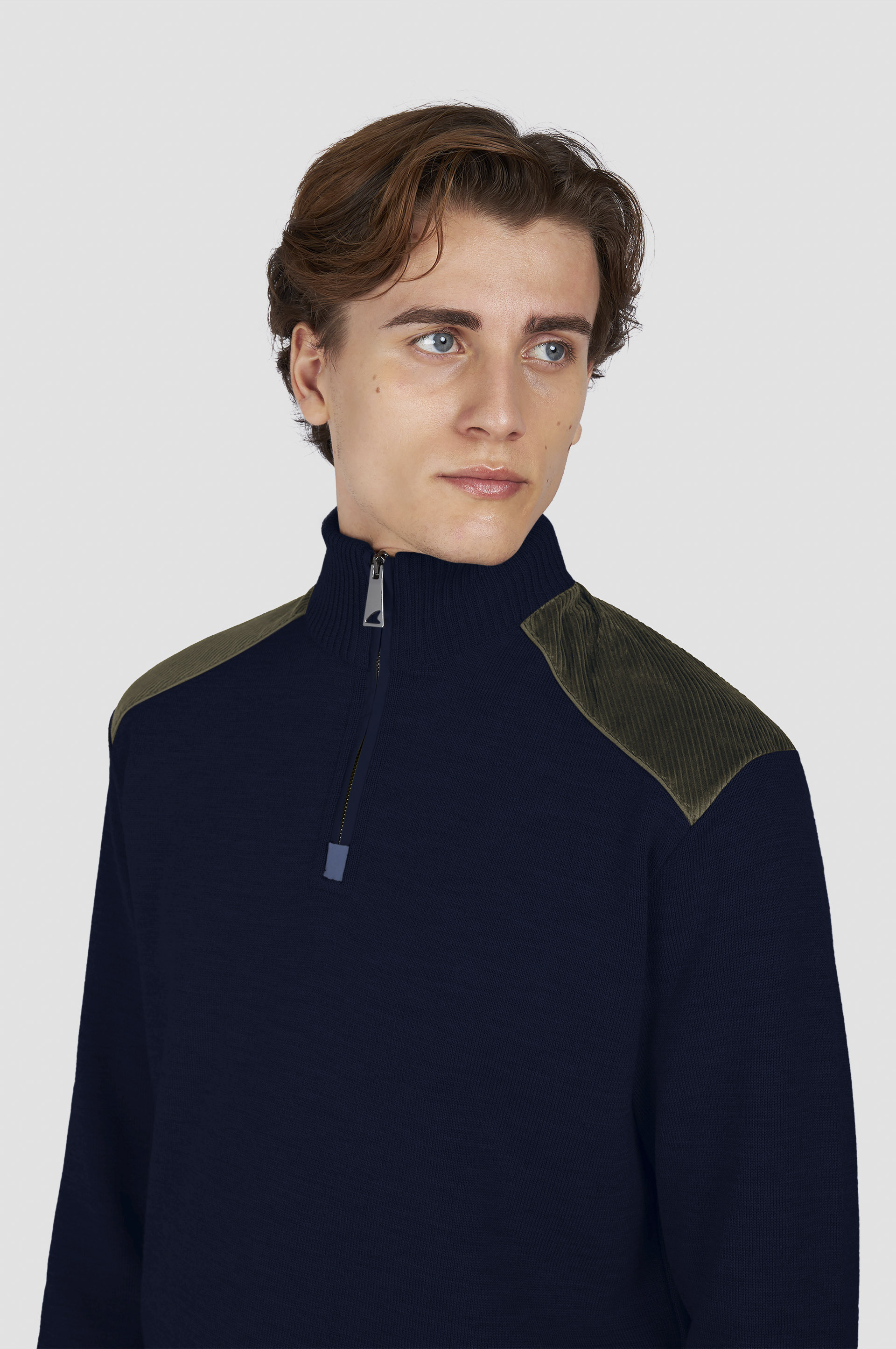 Soft Cool Touch wool half zip sweater with velvet details image number 4