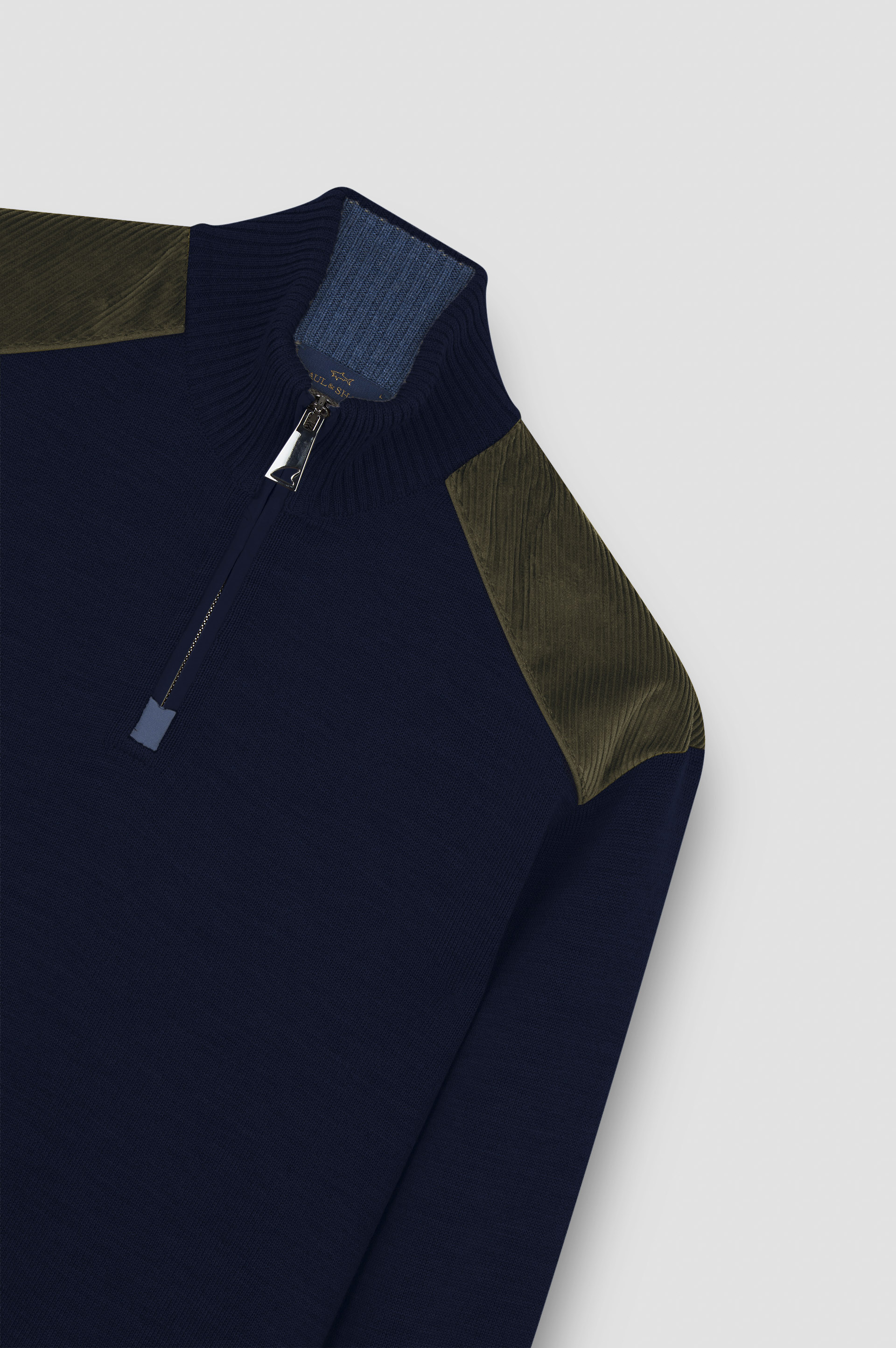 Soft Cool Touch wool half zip sweater with velvet details image number 5