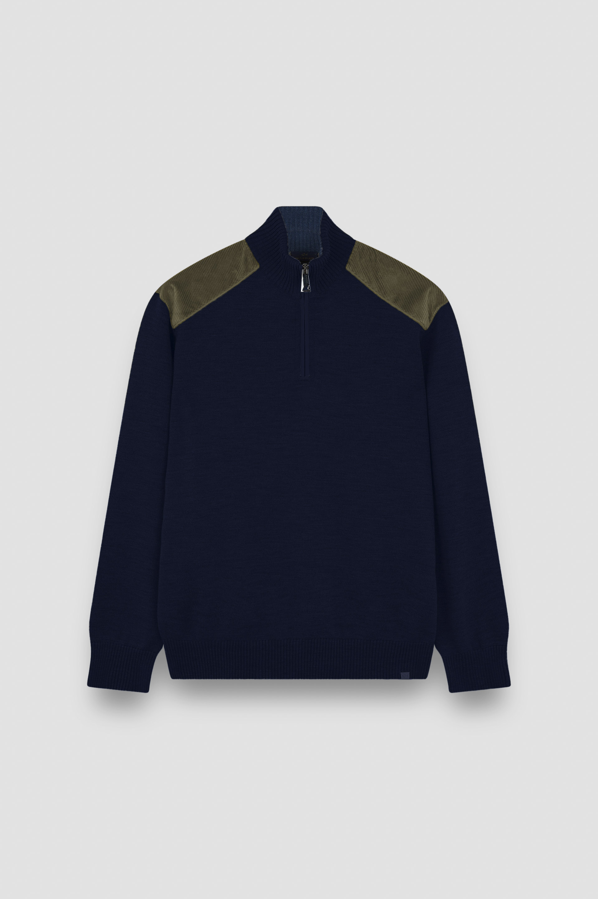 Soft Cool Touch wool half zip sweater with velvet details image number 1