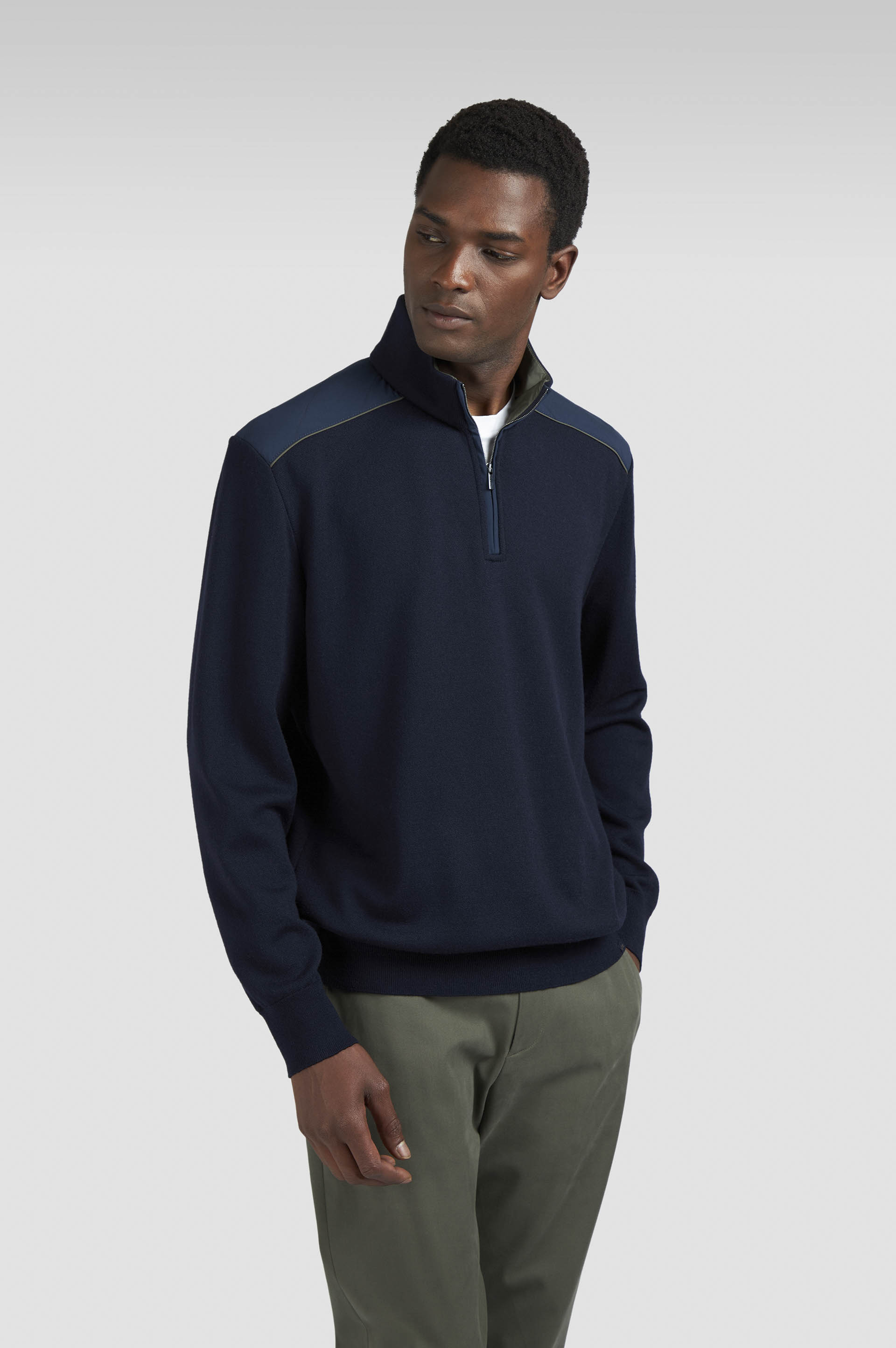 Halbreißverschluss Pullover aus Soft Cool Touch Wolle mit Typhoon® Platinum Details image number 0 Halbreißverschluss Pullover aus Soft Cool Touch Wolle mit Typhoon® Platinum Details image number 0