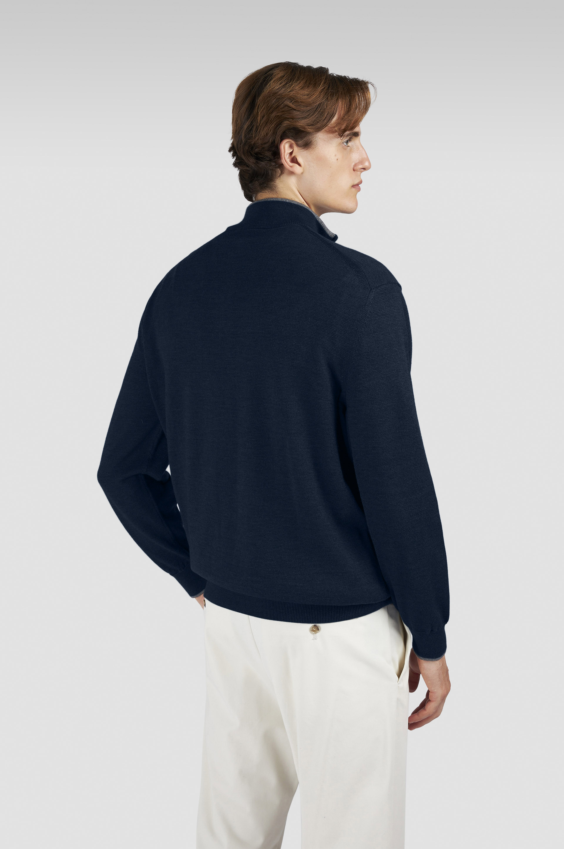 Pull à demi-zip en laine et soie image number 3