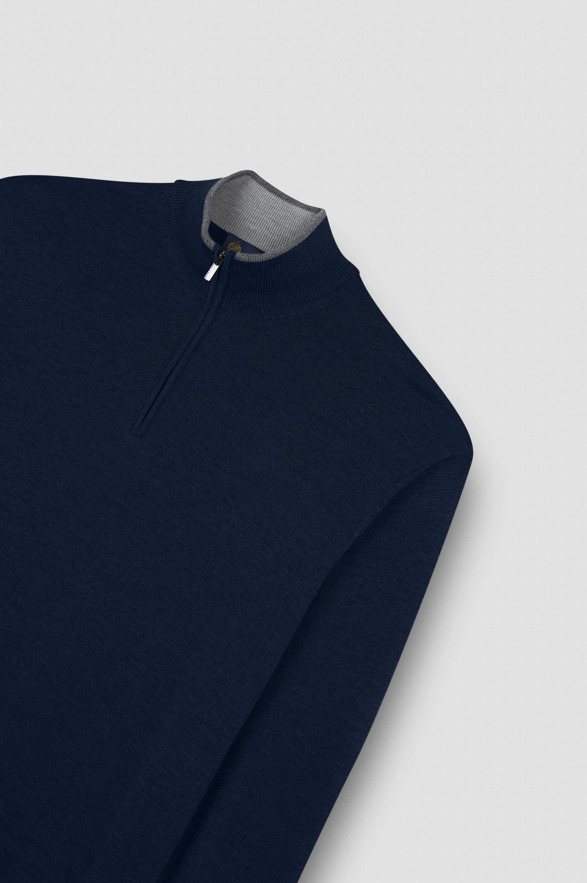 Pull à demi-zip en laine et soie image number 5