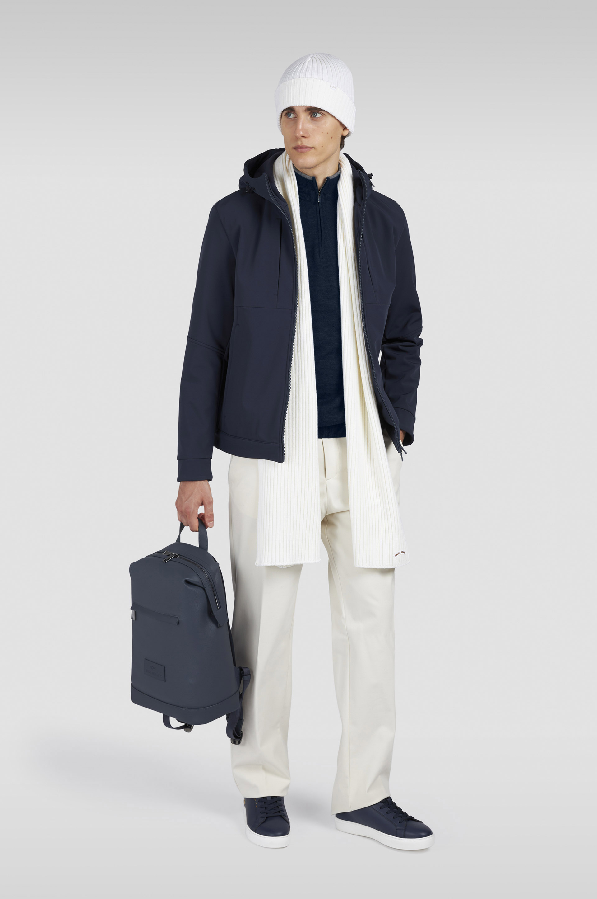 Pull à demi-zip en laine et soie image number 2