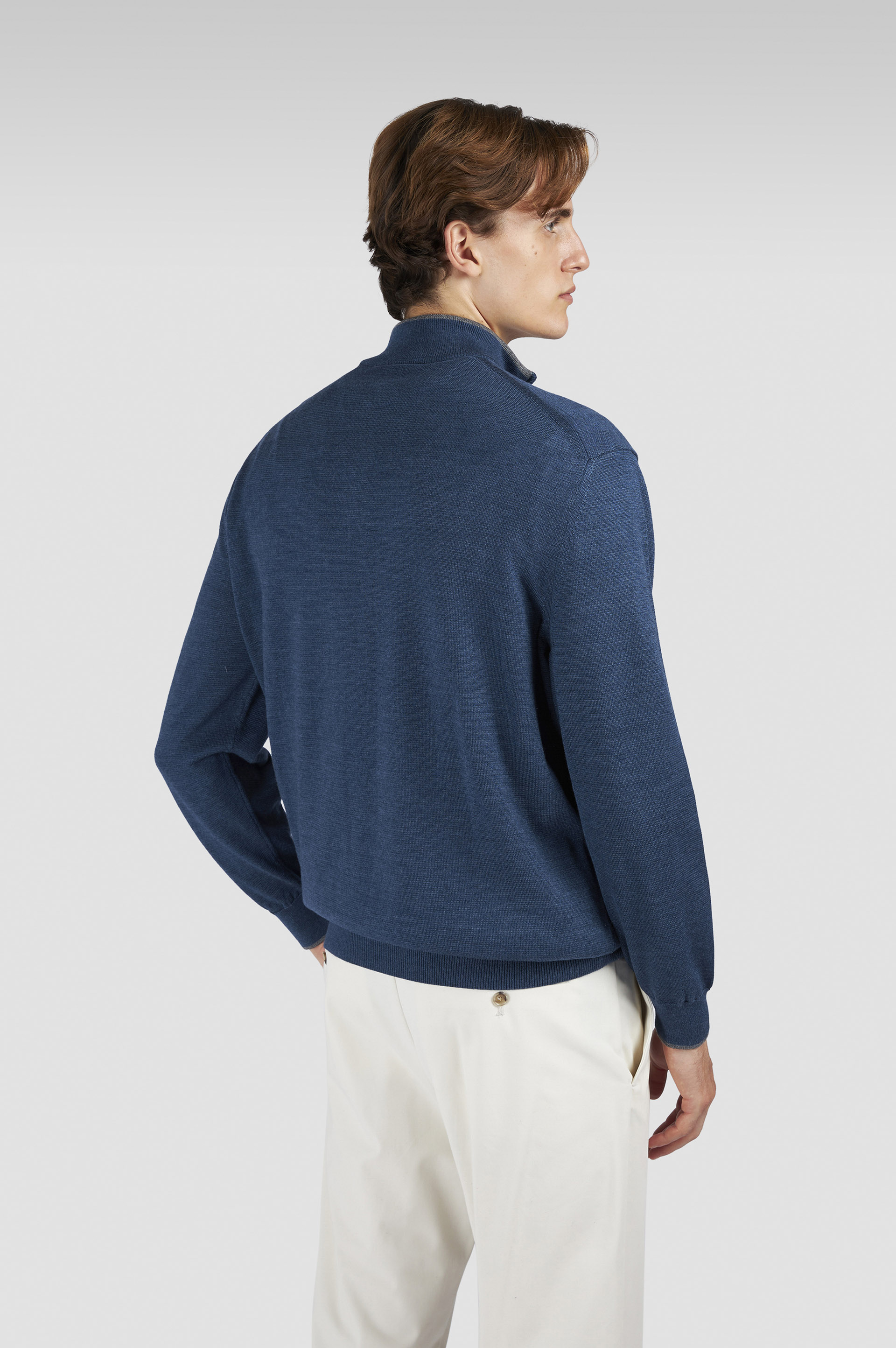 Pull &agrave; demi-zip en laine et soie image number 3