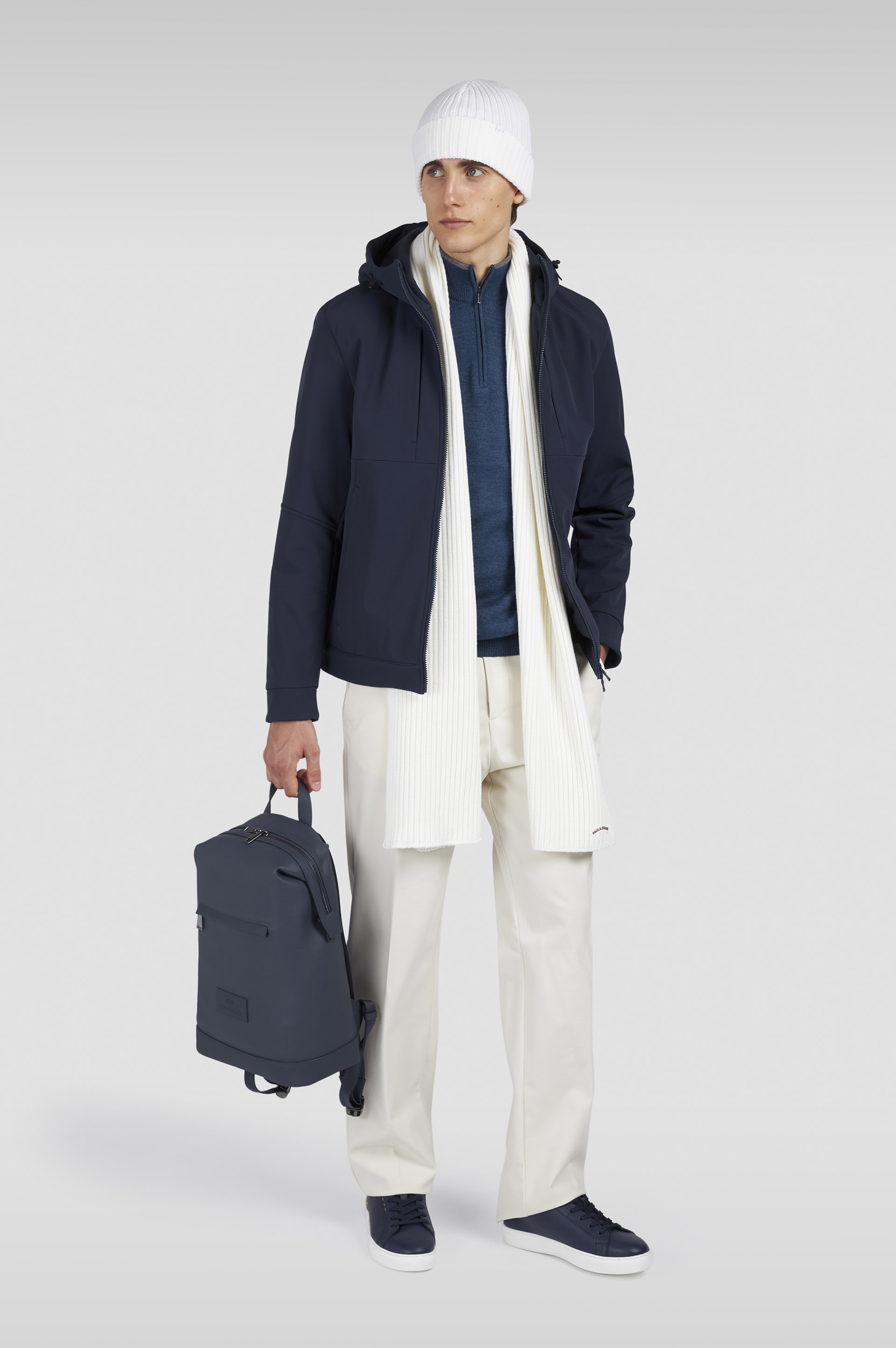 Pull &agrave; demi-zip en laine et soie image number 2