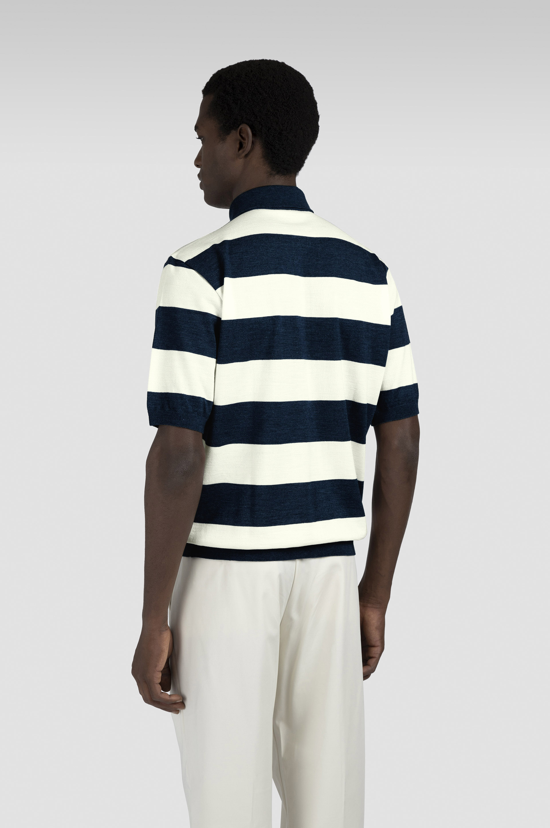 Polo en laine et soie avec motif à rayures image number 3