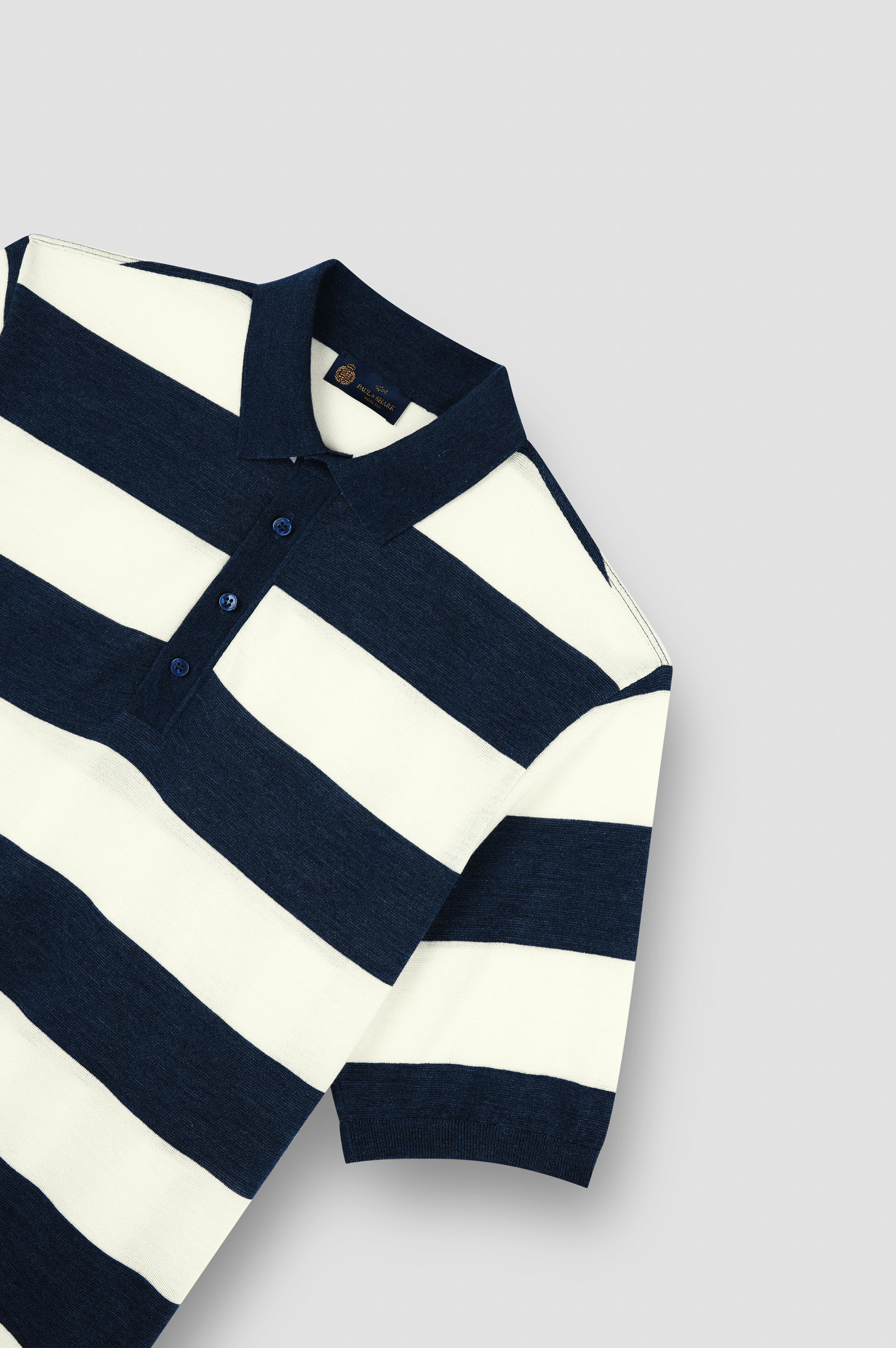 Polo en laine et soie avec motif à rayures image number 5