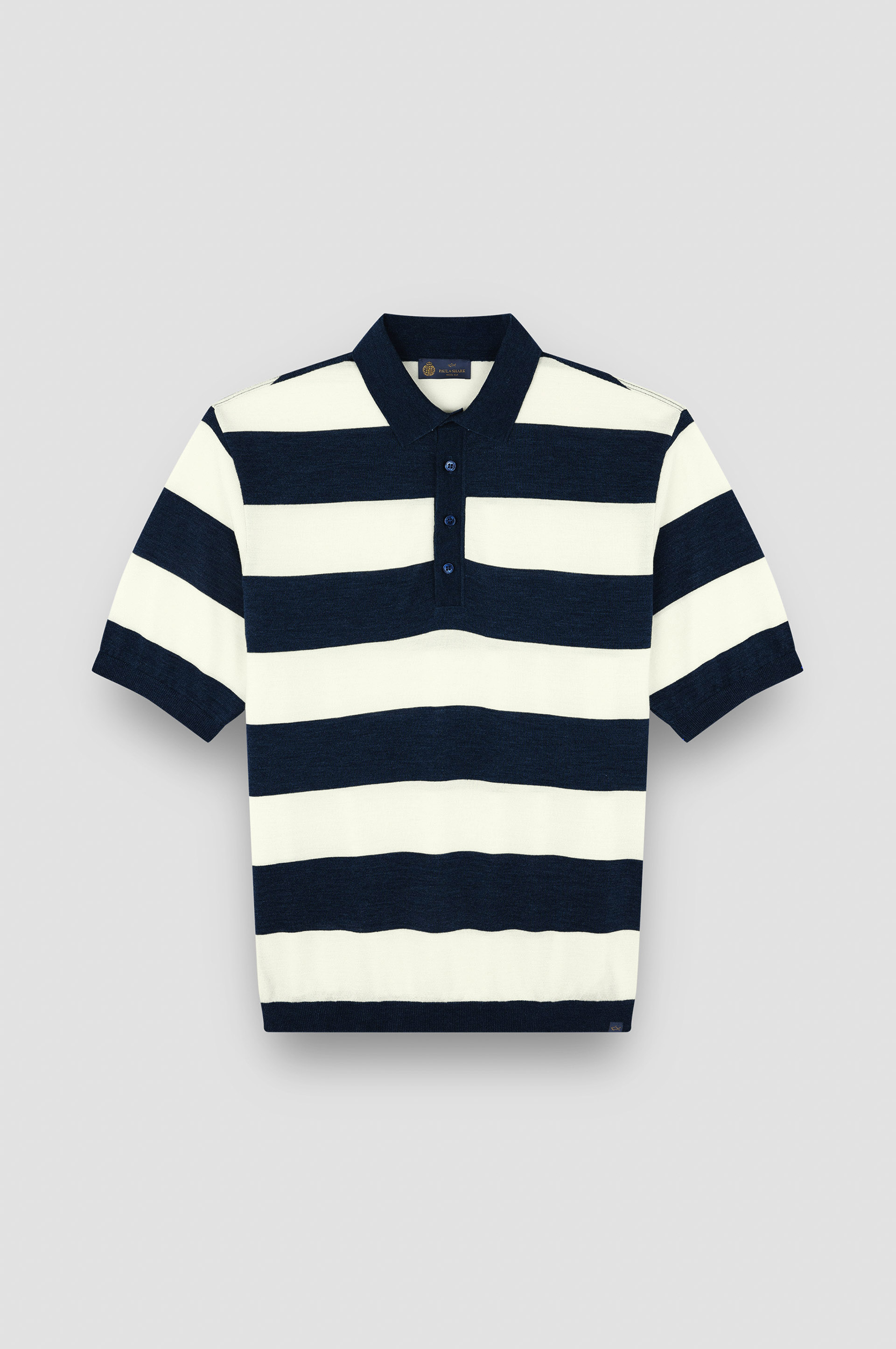 Polo en laine et soie avec motif à rayures image number 1