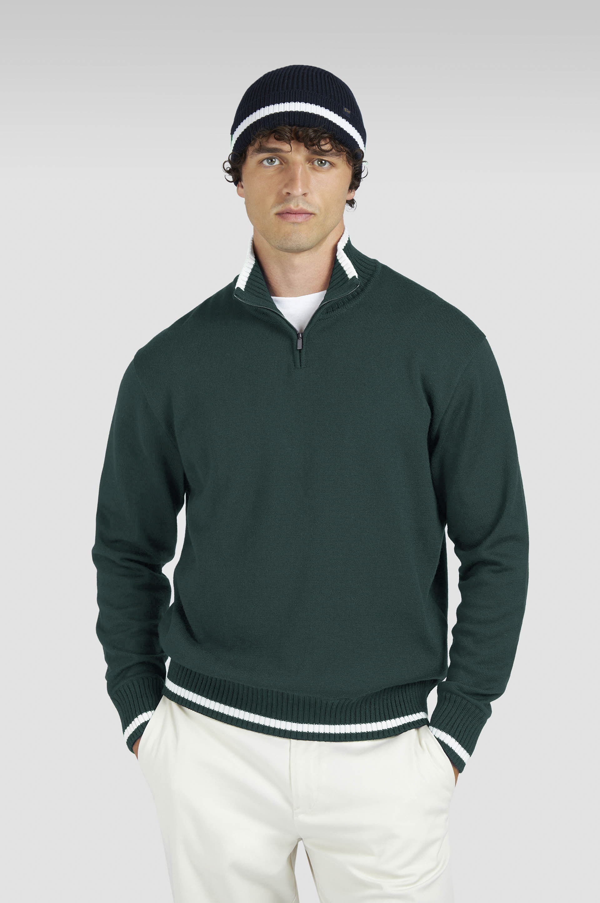 Soft Cool Touch wool half zip sweater image number 0