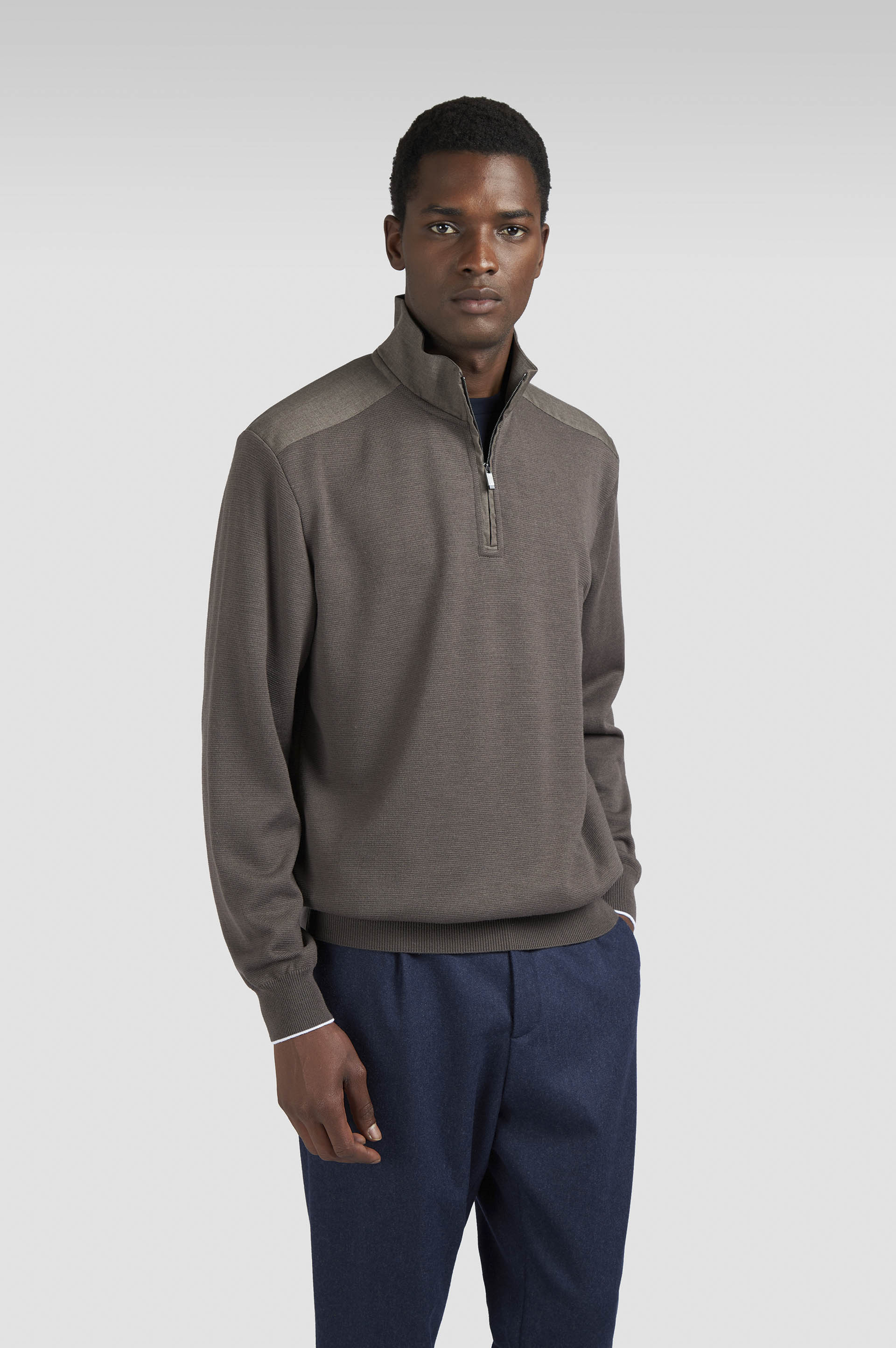 Pull à demi-zip en laine Mérinos Extrafin image number 0
