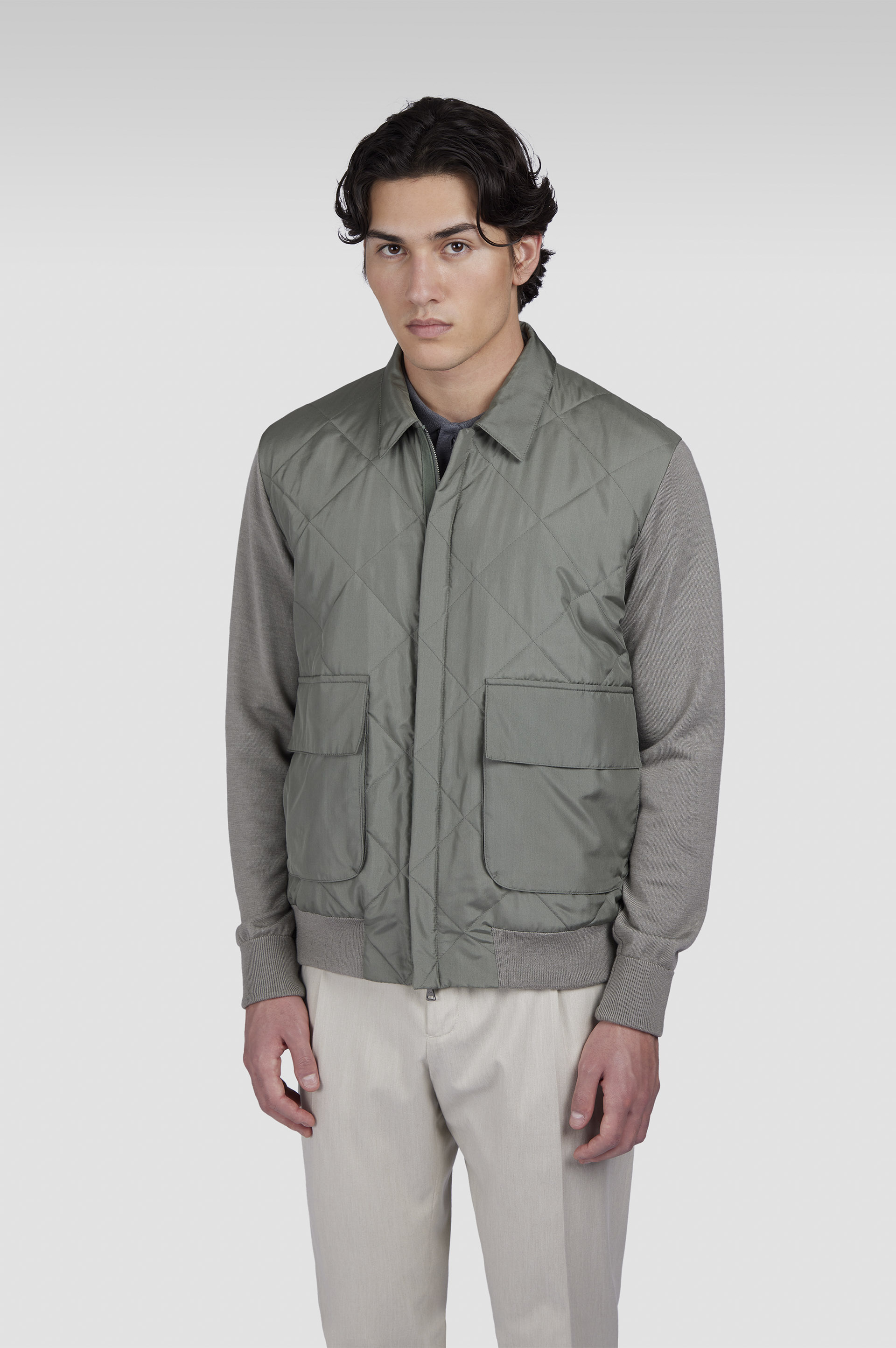 Hybrid zip-up Shaket in Typhoon® Silk, wool and silk image number 0 Hybrid zip-up Shaket in Typhoon® Silk, wool and silk image number 0