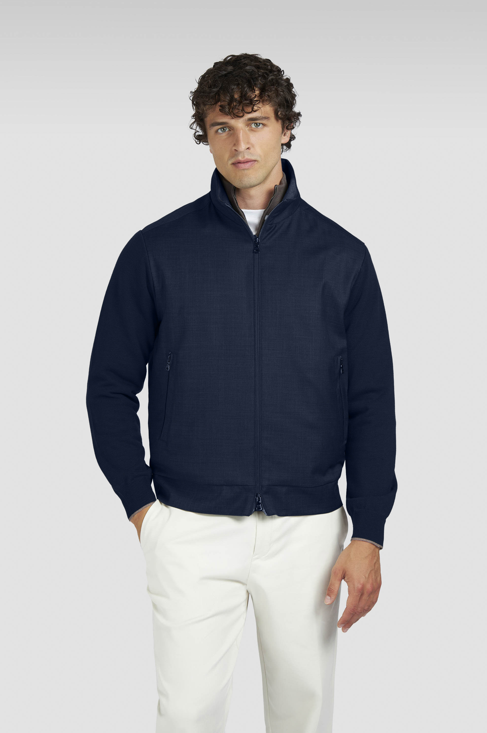 Cardigan Hybrid zip-up in lana Merino image number 0 Cardigan Hybrid zip-up in lana Merino image number 0