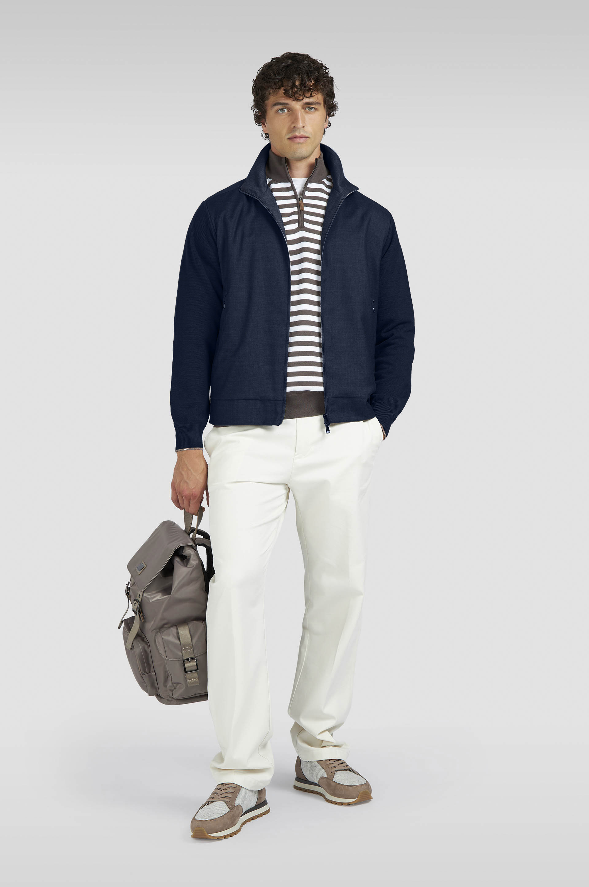 Cardigan Hybrid zip-up in lana Merino image number 2 Cardigan Hybrid zip-up in lana Merino image number 2