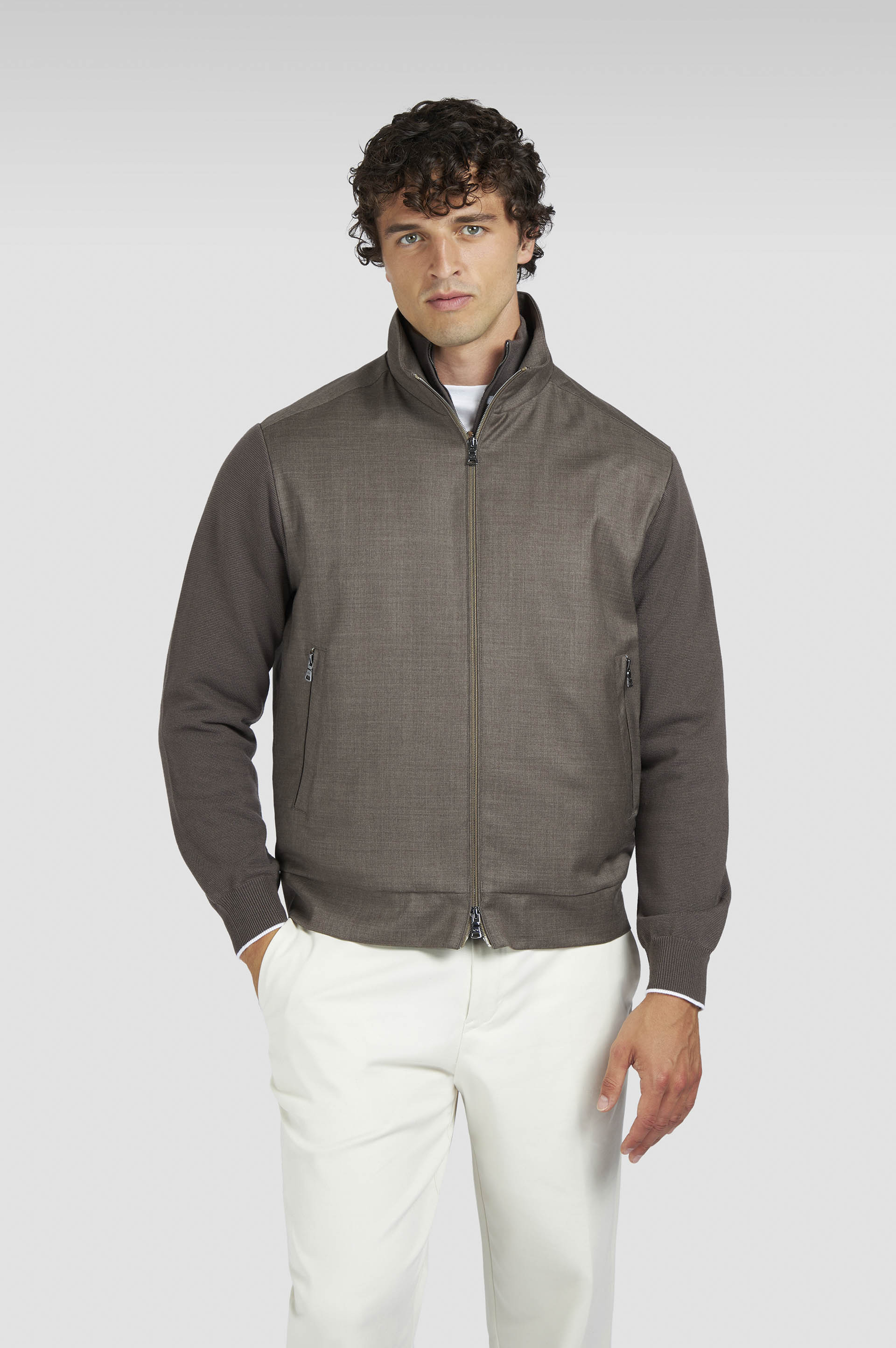 Cardigan hybride zippé en laine mérinos image number 0