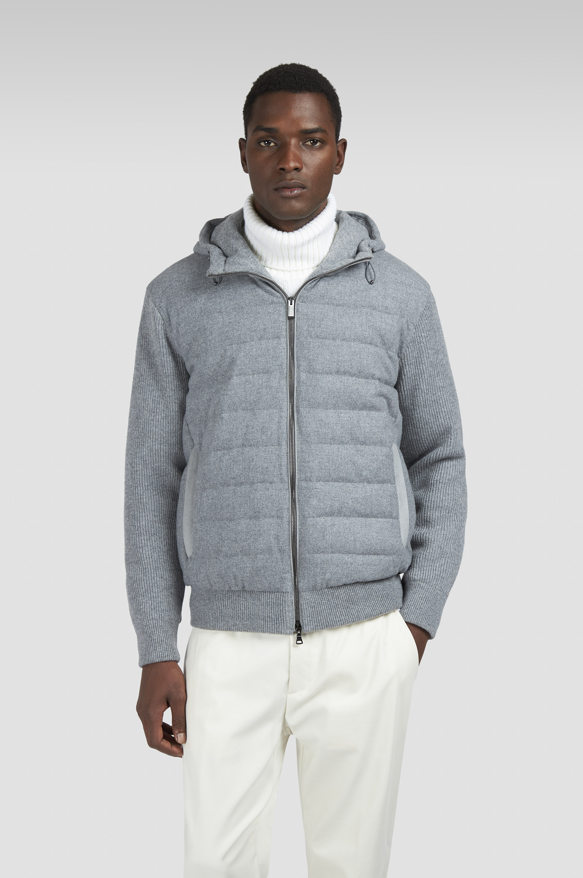 Hybrid zip-up cardigan in wool, cashmere, and Re-Wool image number 0 Hybrid zip-up cardigan in wool, cashmere, and Re-Wool image number 0