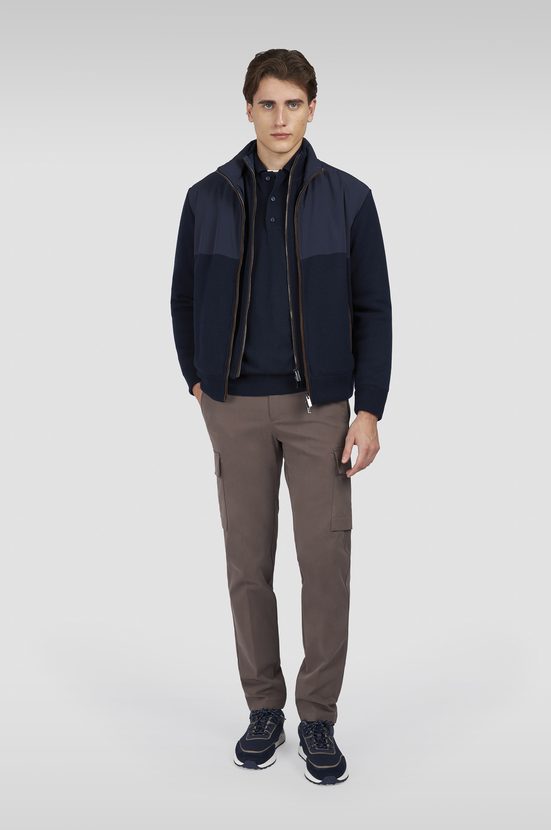 Hybrid jacket in wool and cashmere with Suede and Typhoon® Re-4x4 Stretch details image number 2 Hybrid jacket in wool and cashmere with Suede and Typhoon® Re-4x4 Stretch details image number 2