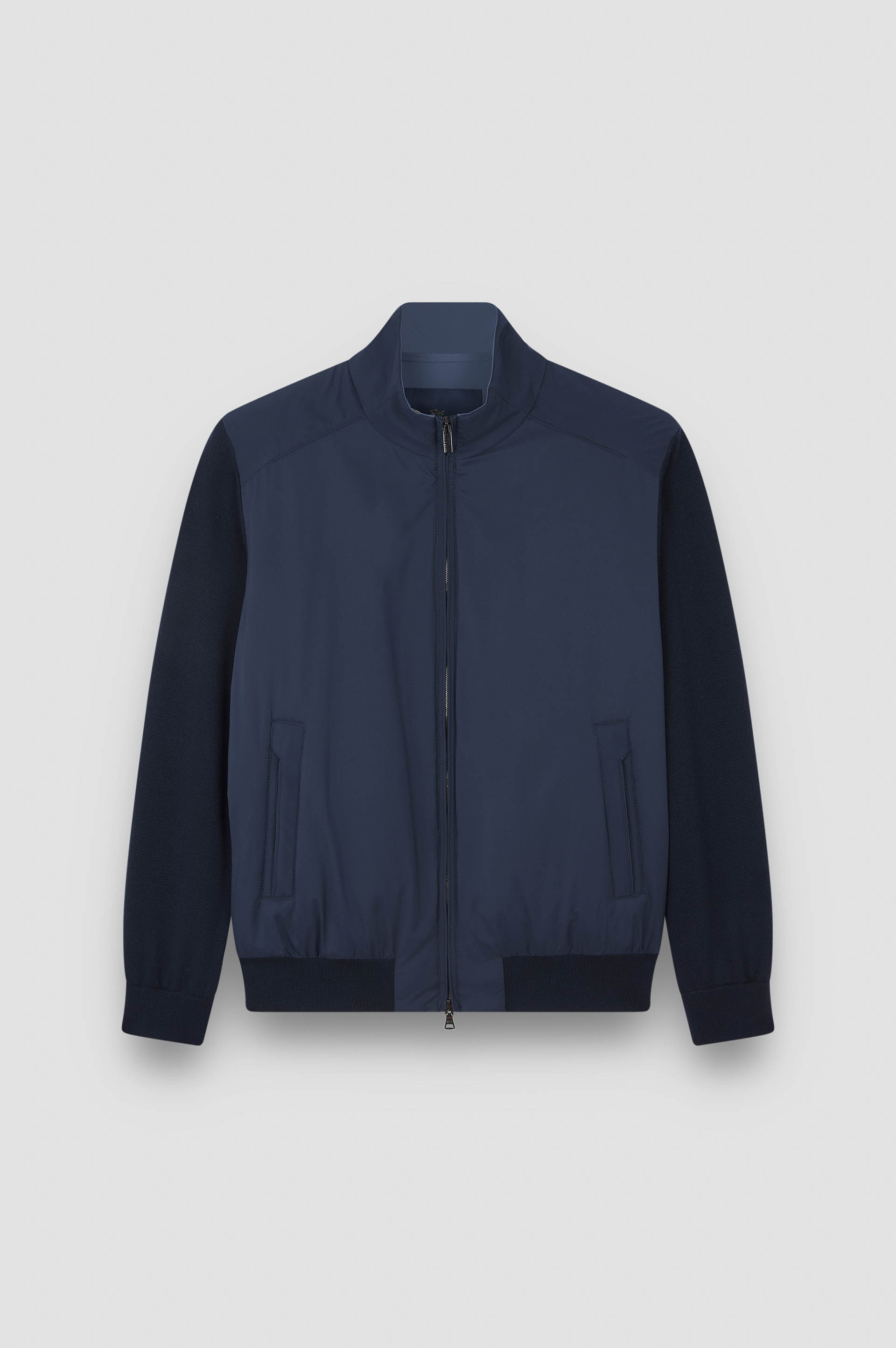 Hybrid zip-up sweater in Soft Cool Touch wool and Typhoon® Platinum image number 1 Hybrid zip-up sweater in Soft Cool Touch wool and Typhoon® Platinum image number 1
