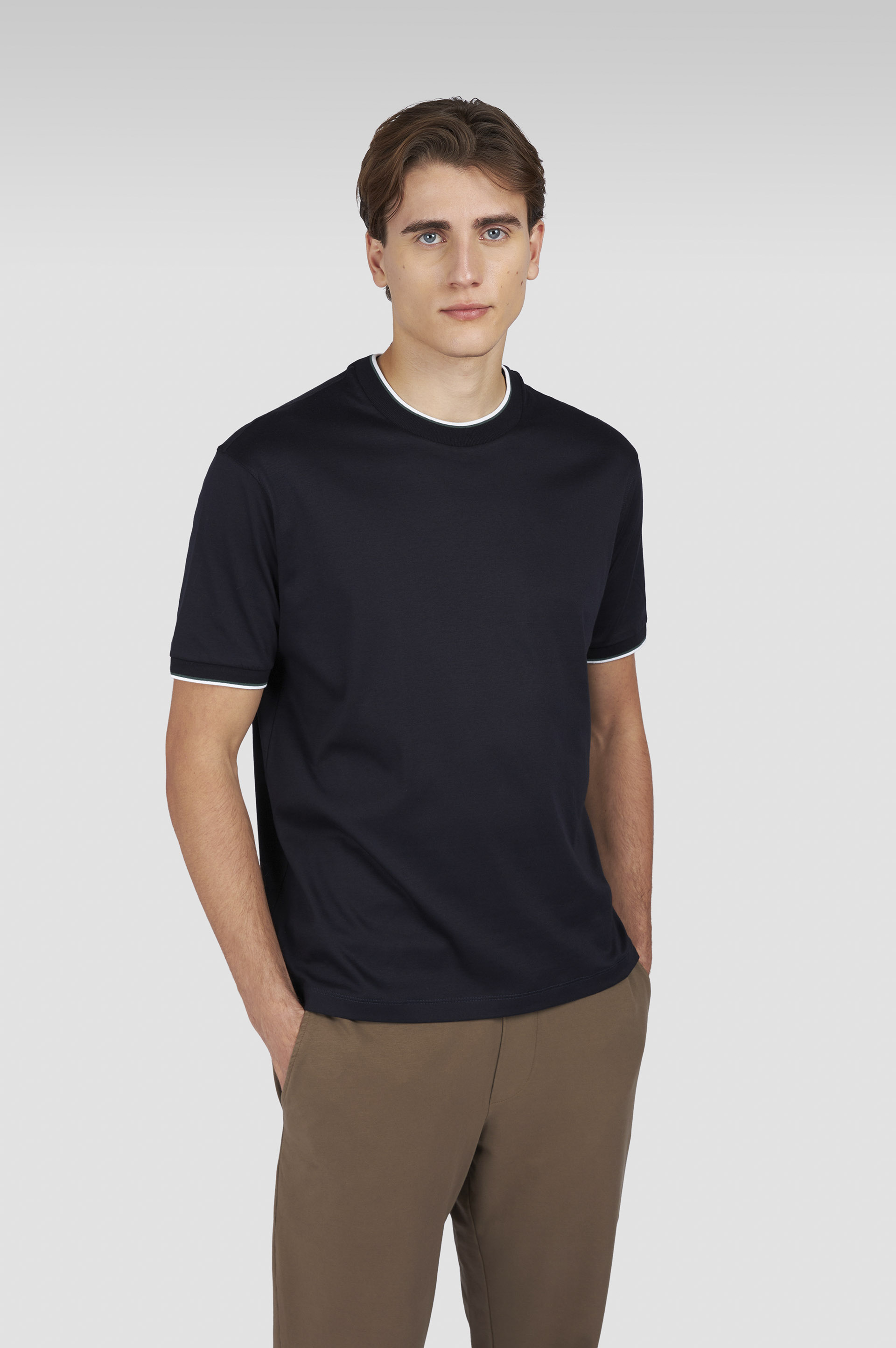 Cami seta X-Soft de algodón Interlock con perfiles a contraste image number 0