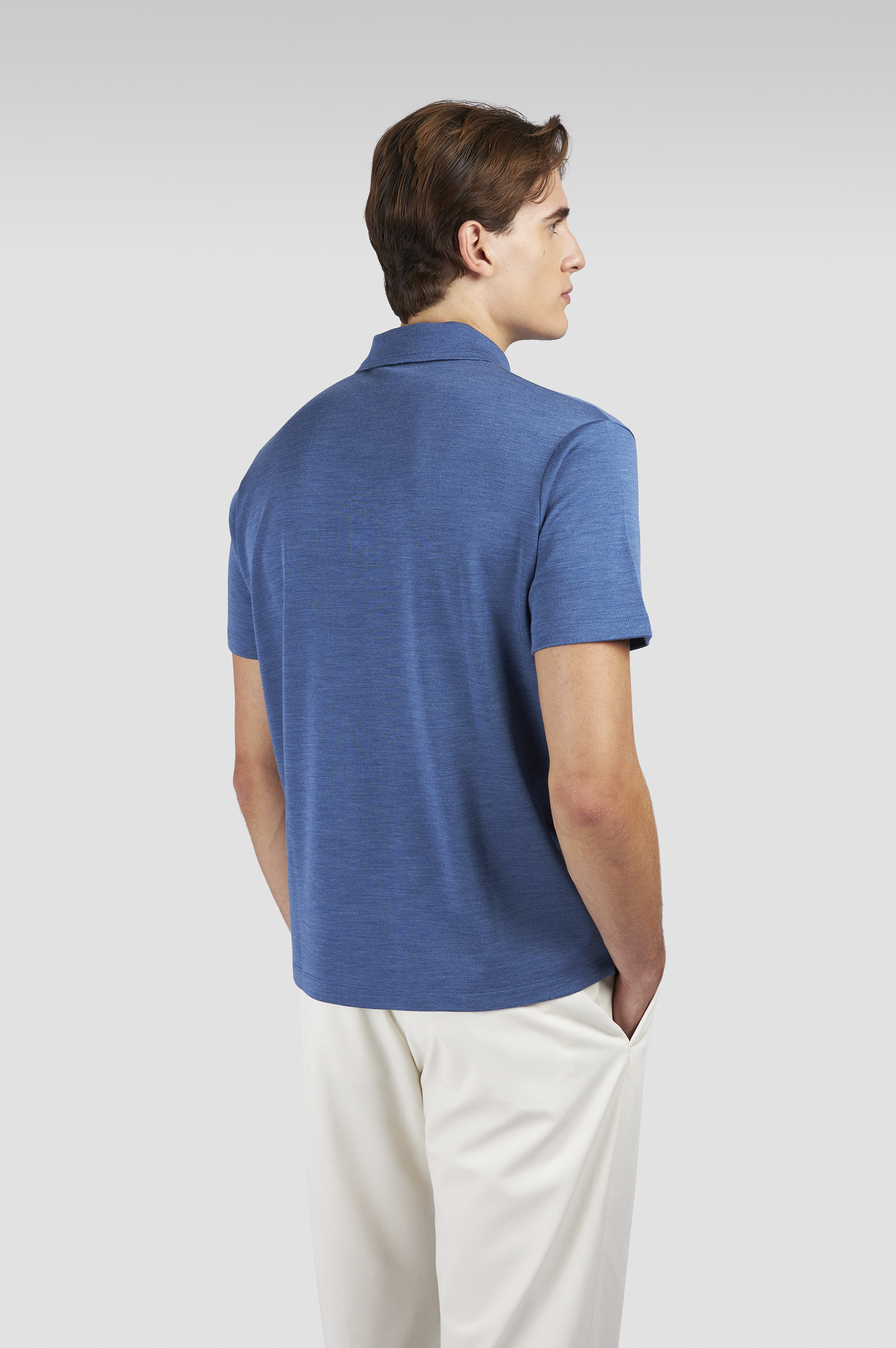 Wool and silk Polo Shirt with zip image number 3 Wool and silk Polo Shirt with zip image number 3