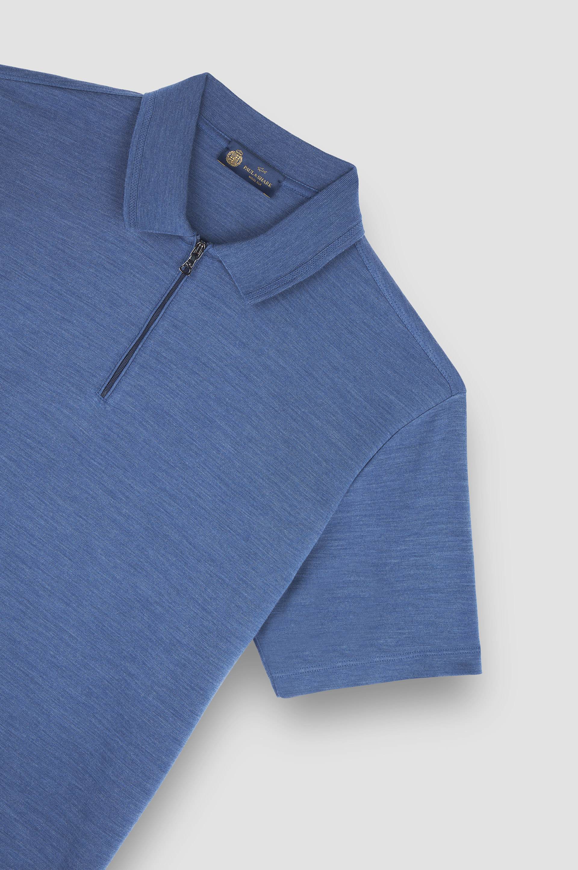 Wool and silk Polo Shirt with zip image number 5 Wool and silk Polo Shirt with zip image number 5