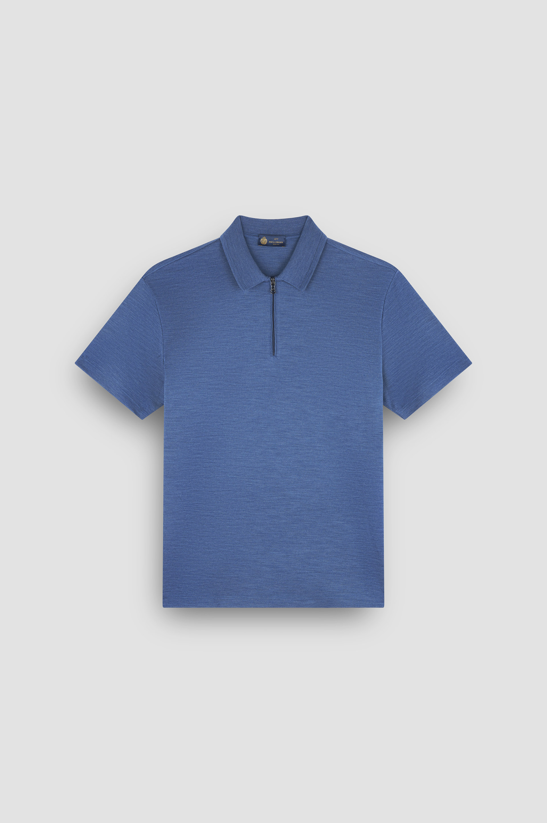 Wool and silk Polo Shirt with zip image number 1 Wool and silk Polo Shirt with zip image number 1