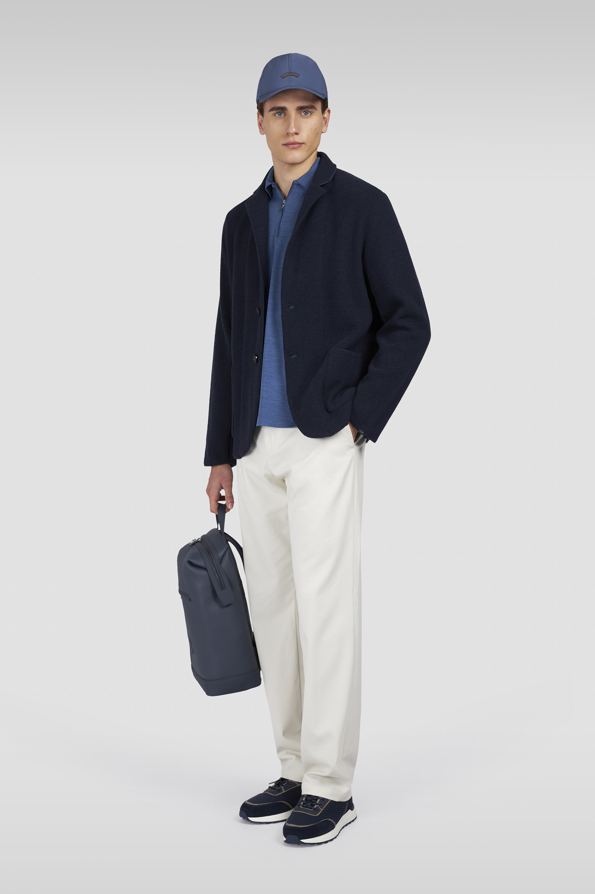 Wool and silk Polo Shirt with zip image number 2 Wool and silk Polo Shirt with zip image number 2