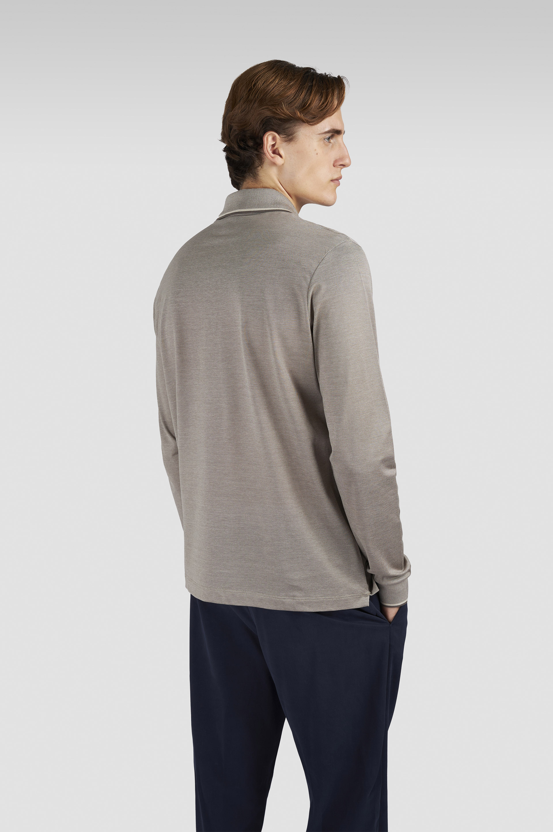 Two-tone piqué cotton polo shirt with Shark Fin embroidery image number 3