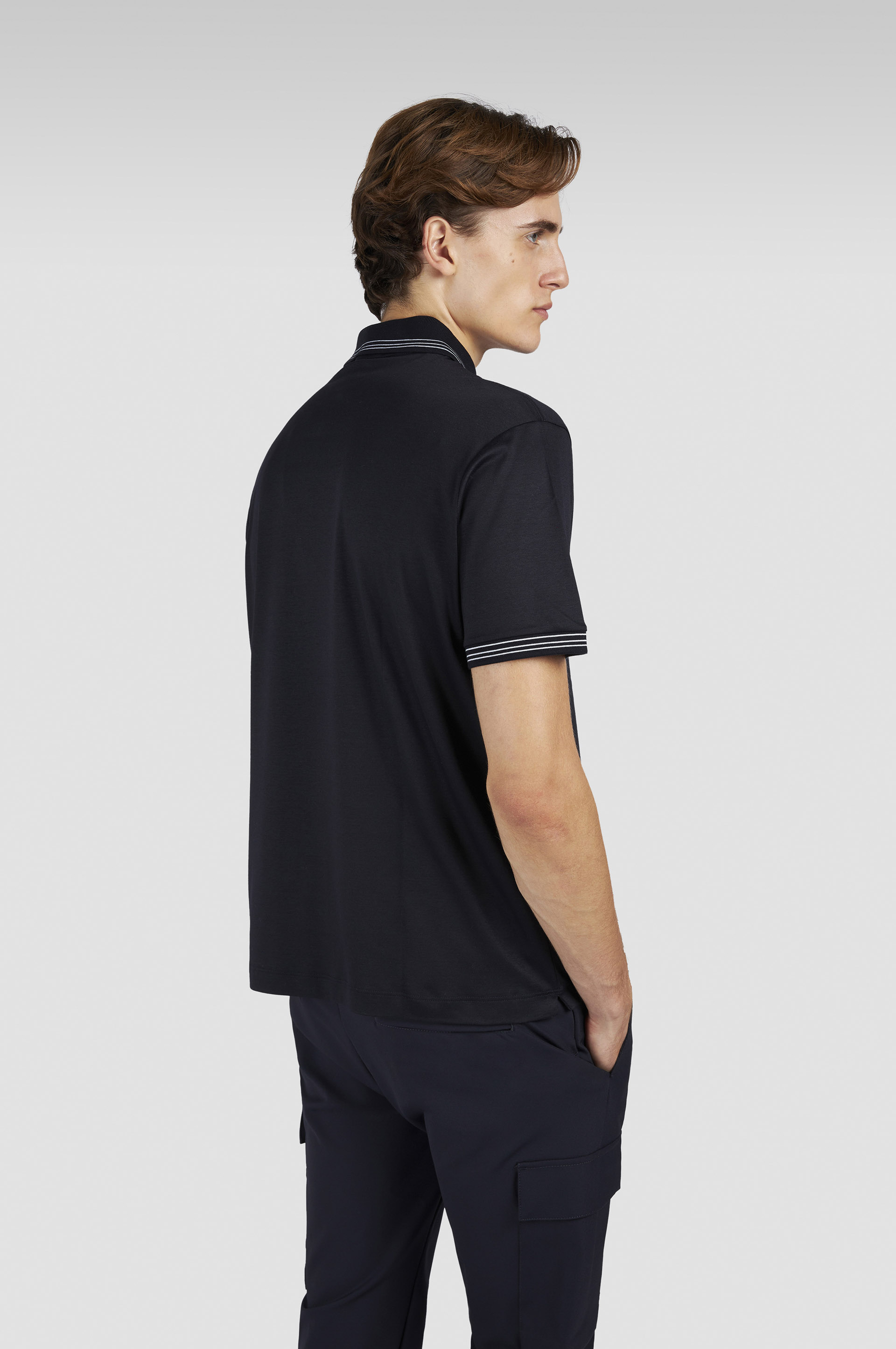 Polo X-Soft in cotone Interlock con profili a righe image number 3 Polo X-Soft in cotone Interlock con profili a righe image number 3