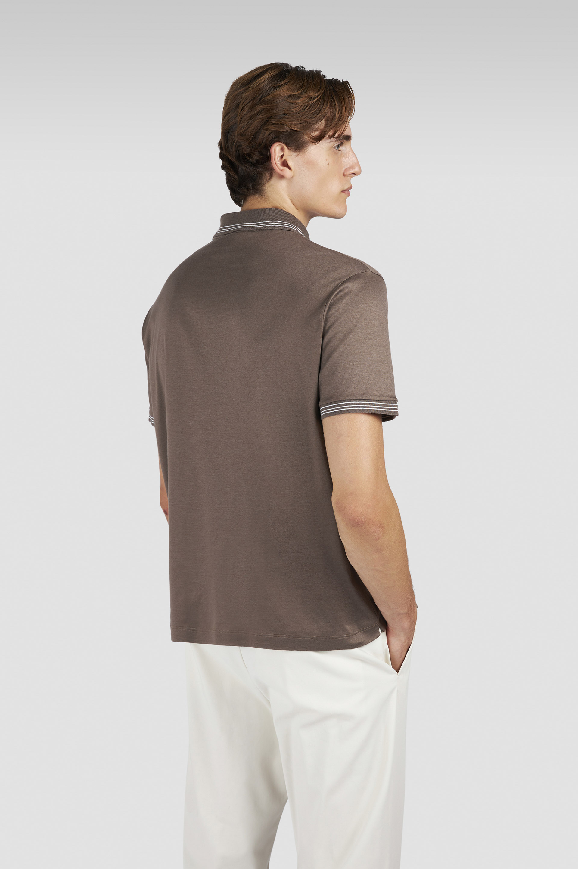 Polo X-Soft de algodón Interlock con perfiles a rayas image number 3 Polo X-Soft de algodón Interlock con perfiles a rayas image number 3