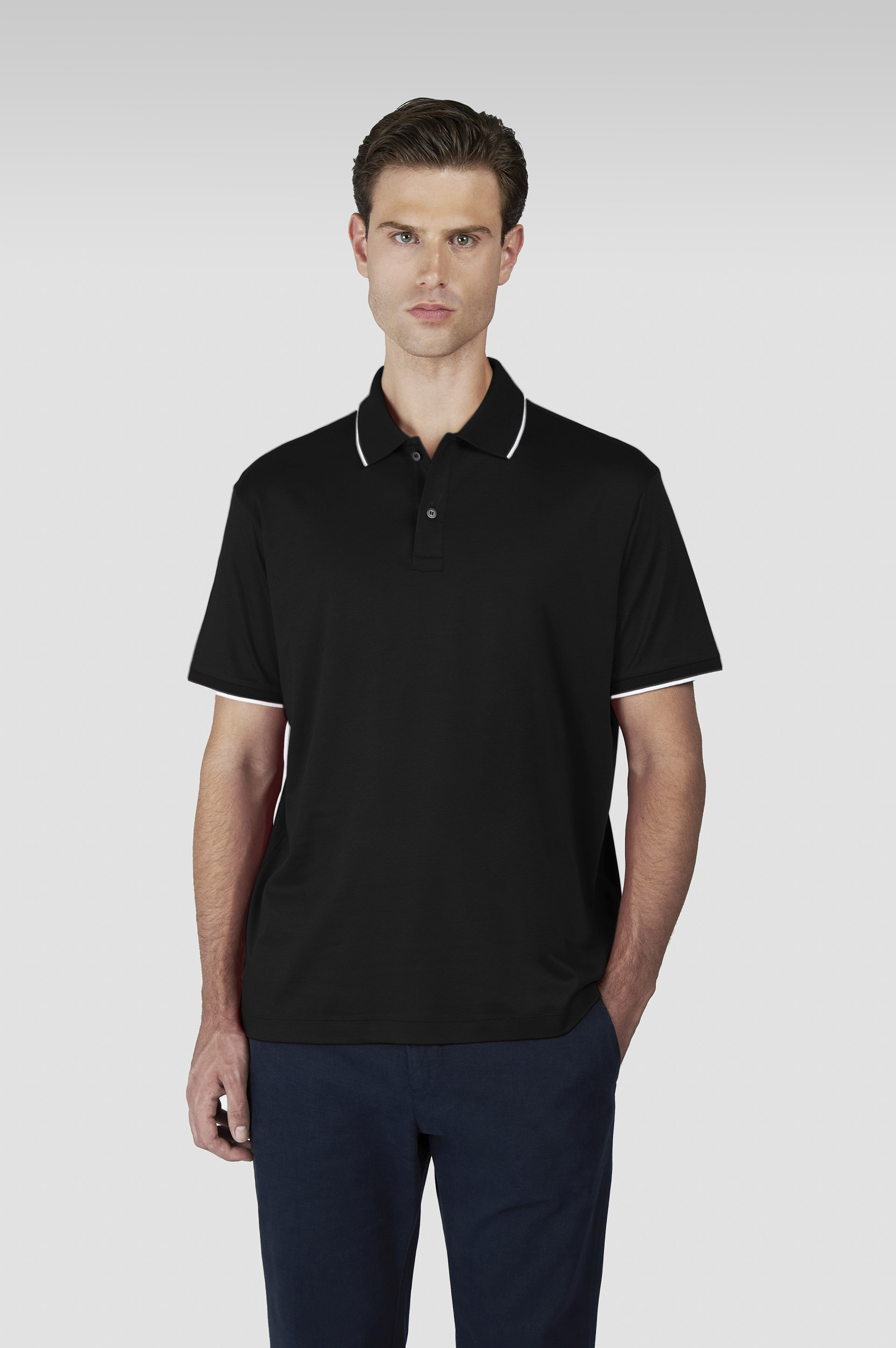X-Soft Interlock cotton polo shirt with contrast profiles image number 0