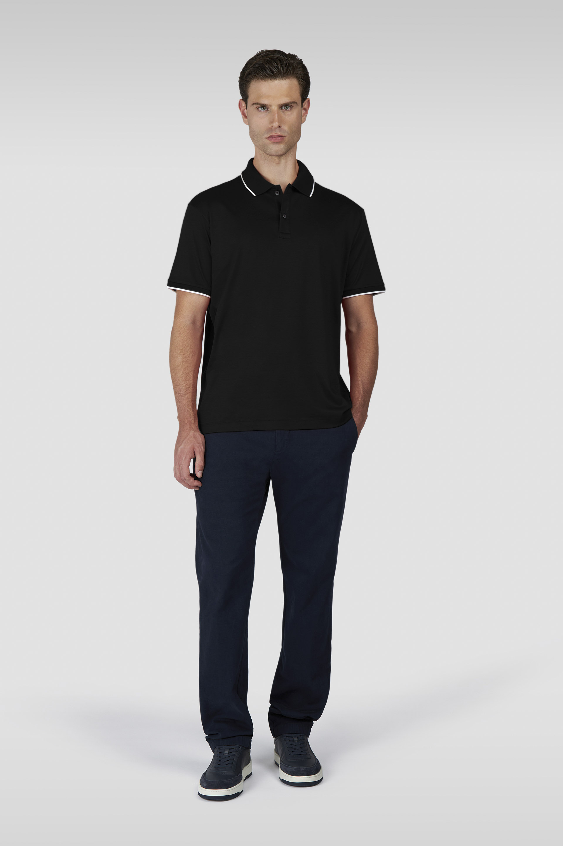 X-Soft Interlock cotton polo shirt with contrast profiles image number 2