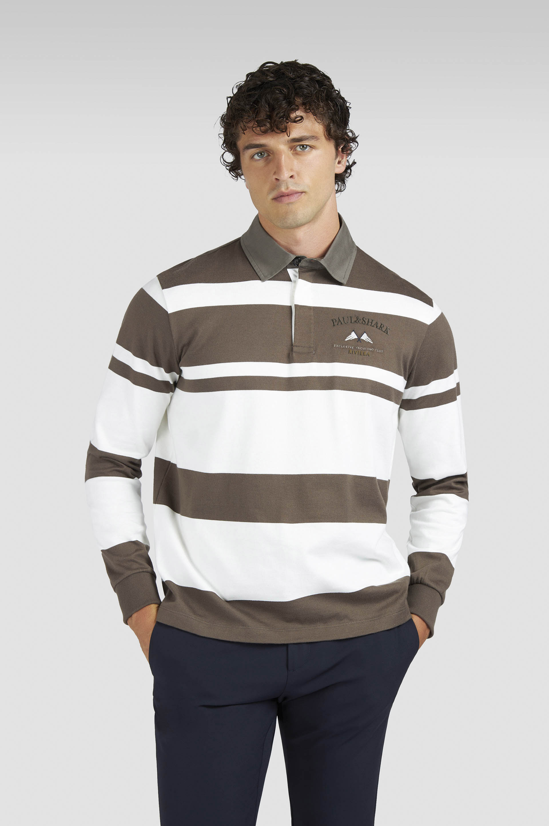 Polo rugby en jersey de coton avec broderie image number 0