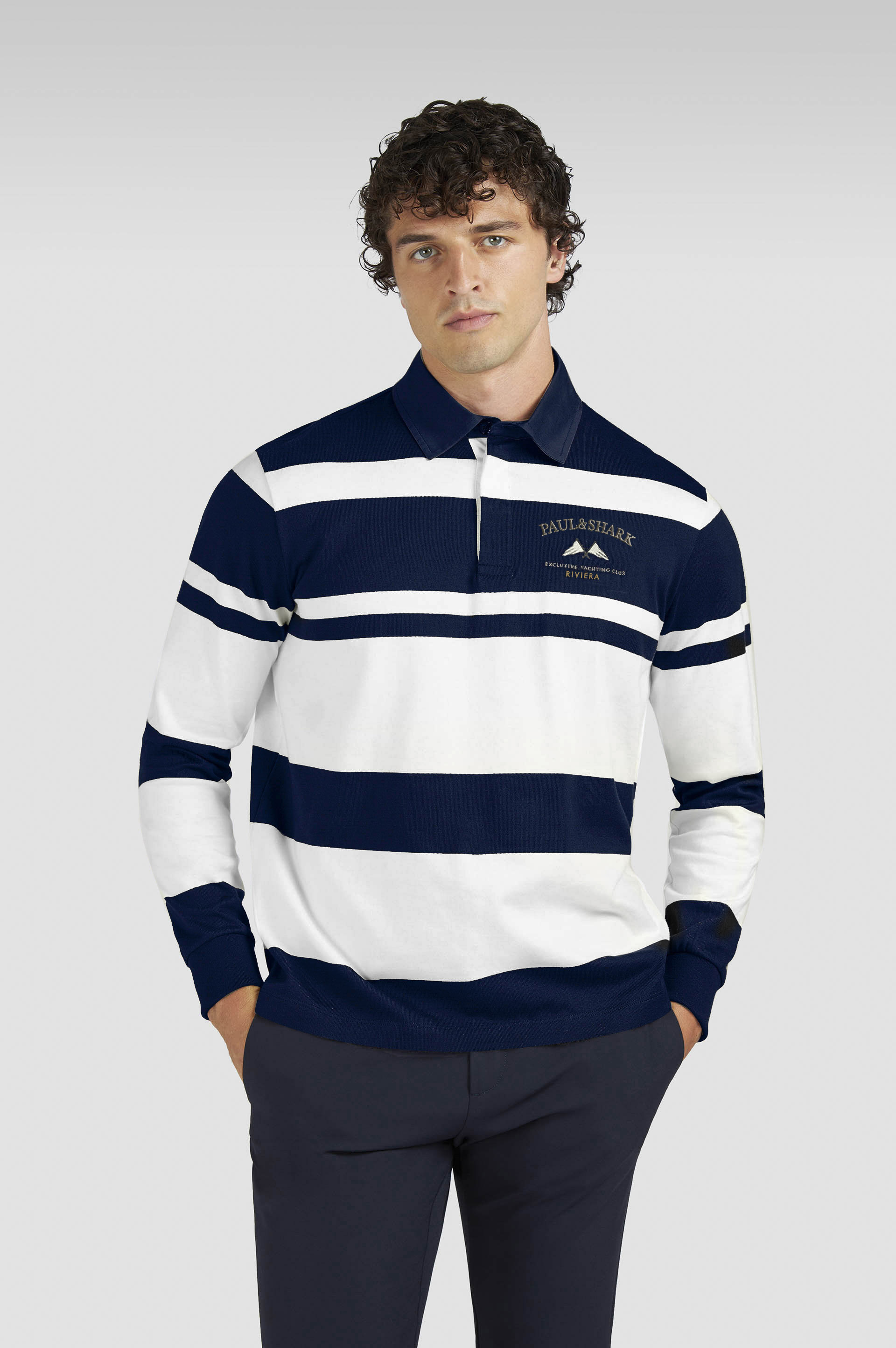 Polo rugby en jersey de coton avec broderie image number 0