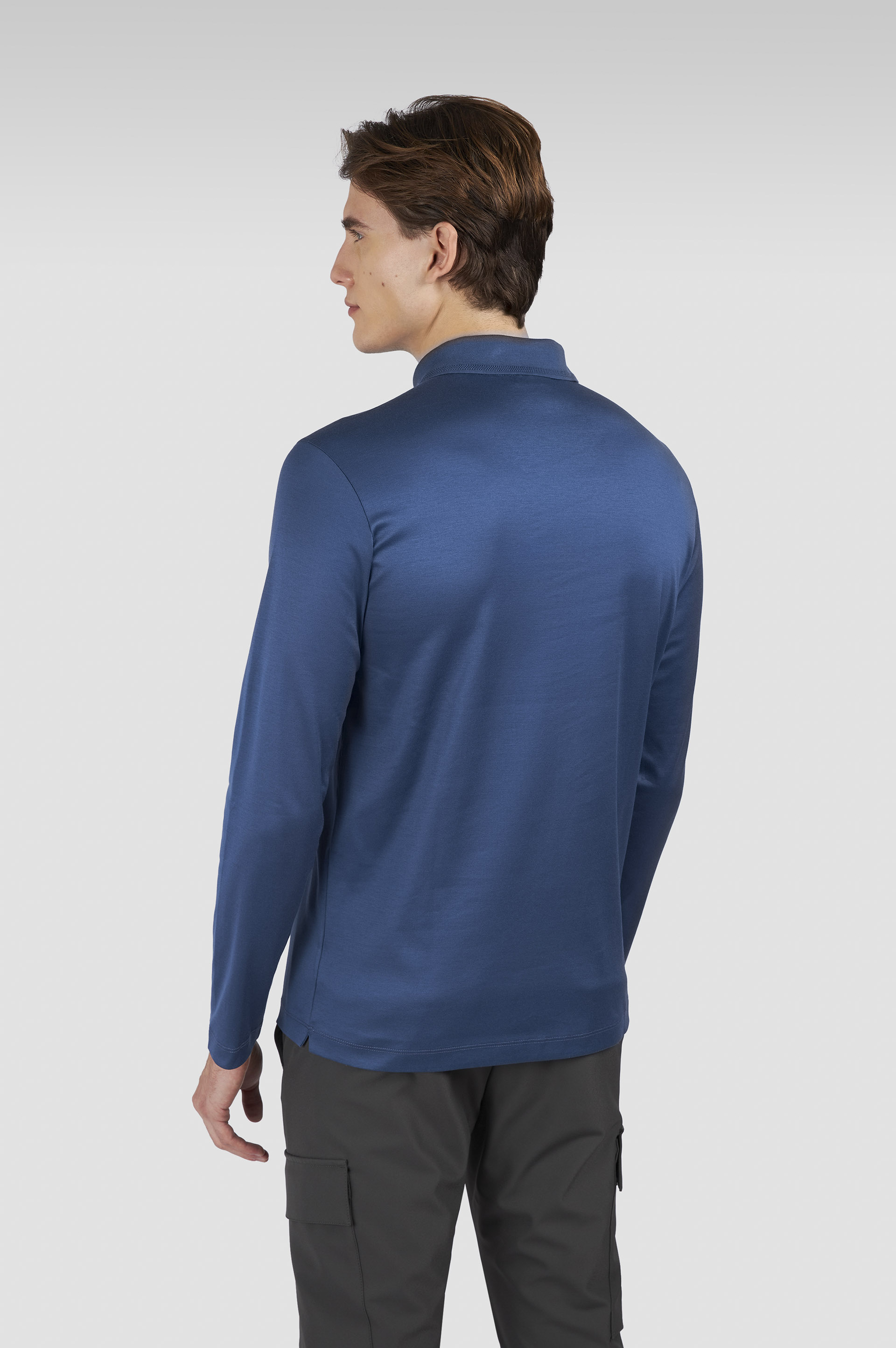 Aqua Touch cotton polo shirt with zip image number 3 Aqua Touch cotton polo shirt with zip image number 3
