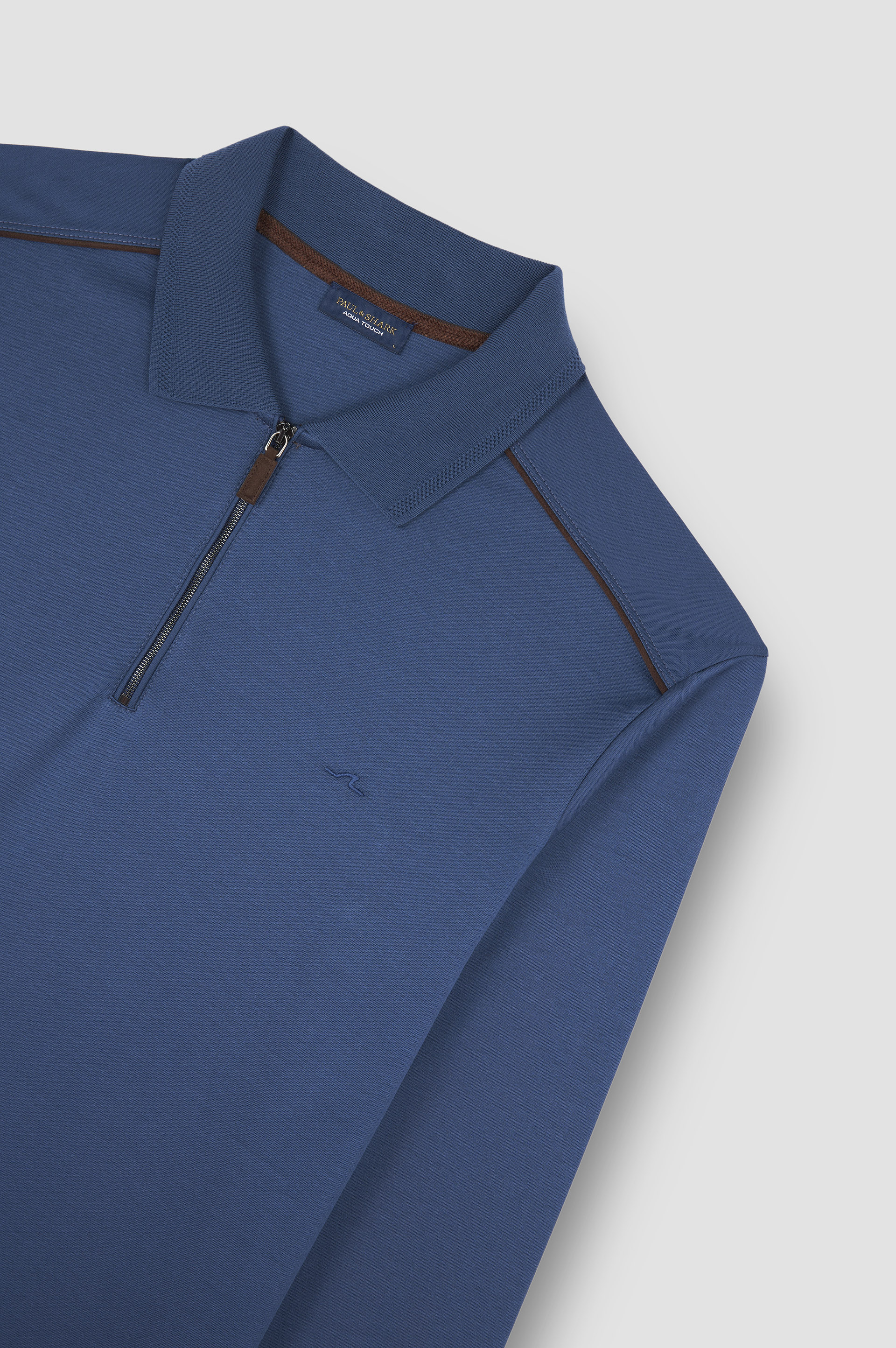 Aqua Touch cotton polo shirt with zip image number 5 Aqua Touch cotton polo shirt with zip image number 5
