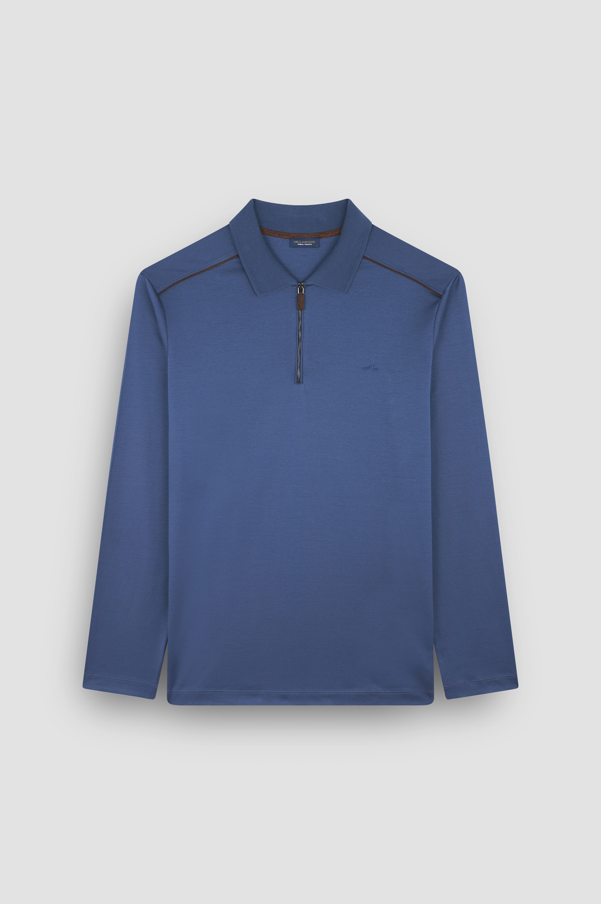 Aqua Touch cotton polo shirt with zip image number 1 Aqua Touch cotton polo shirt with zip image number 1